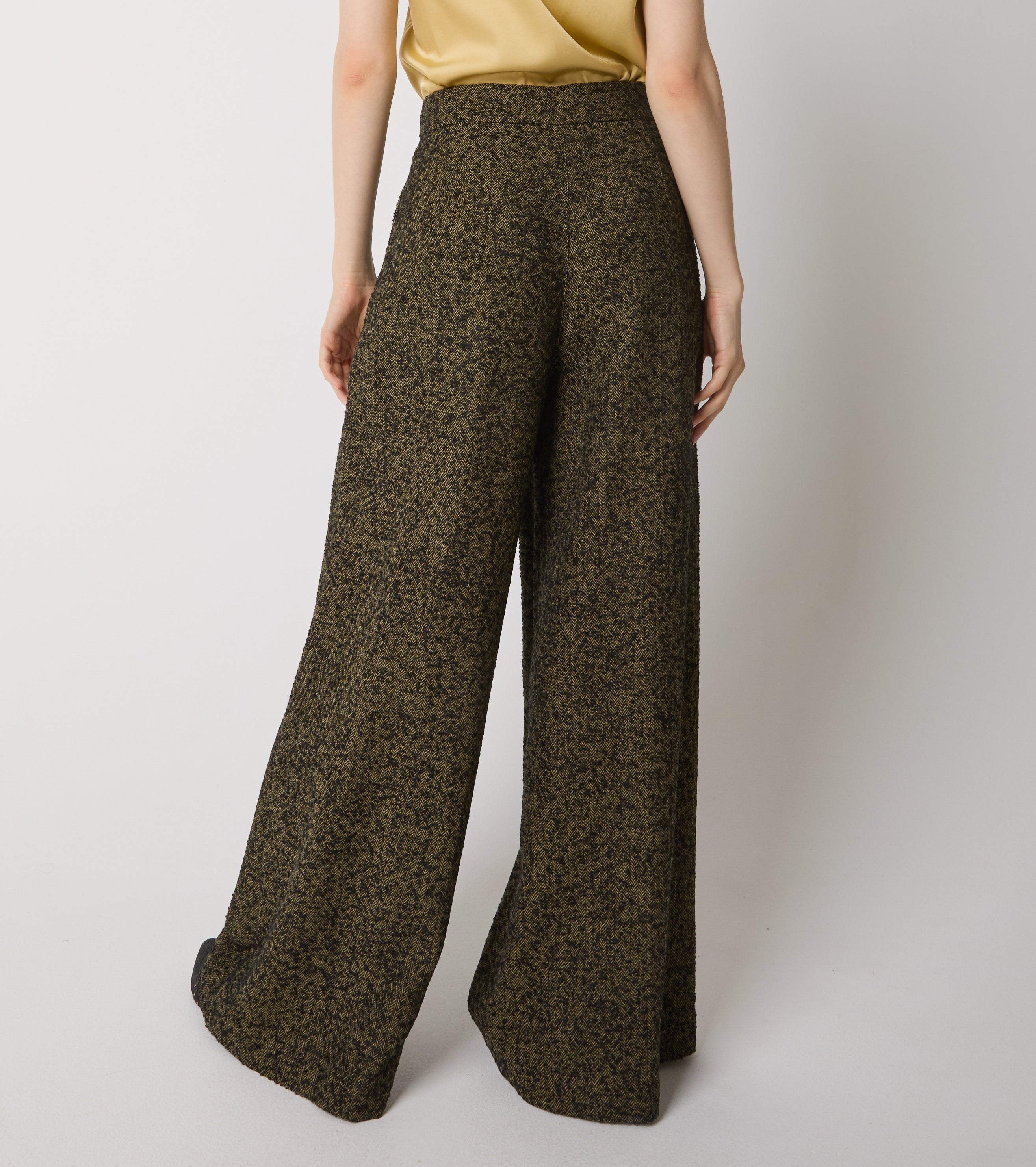 Pantaloni in cotone chevron con pinces