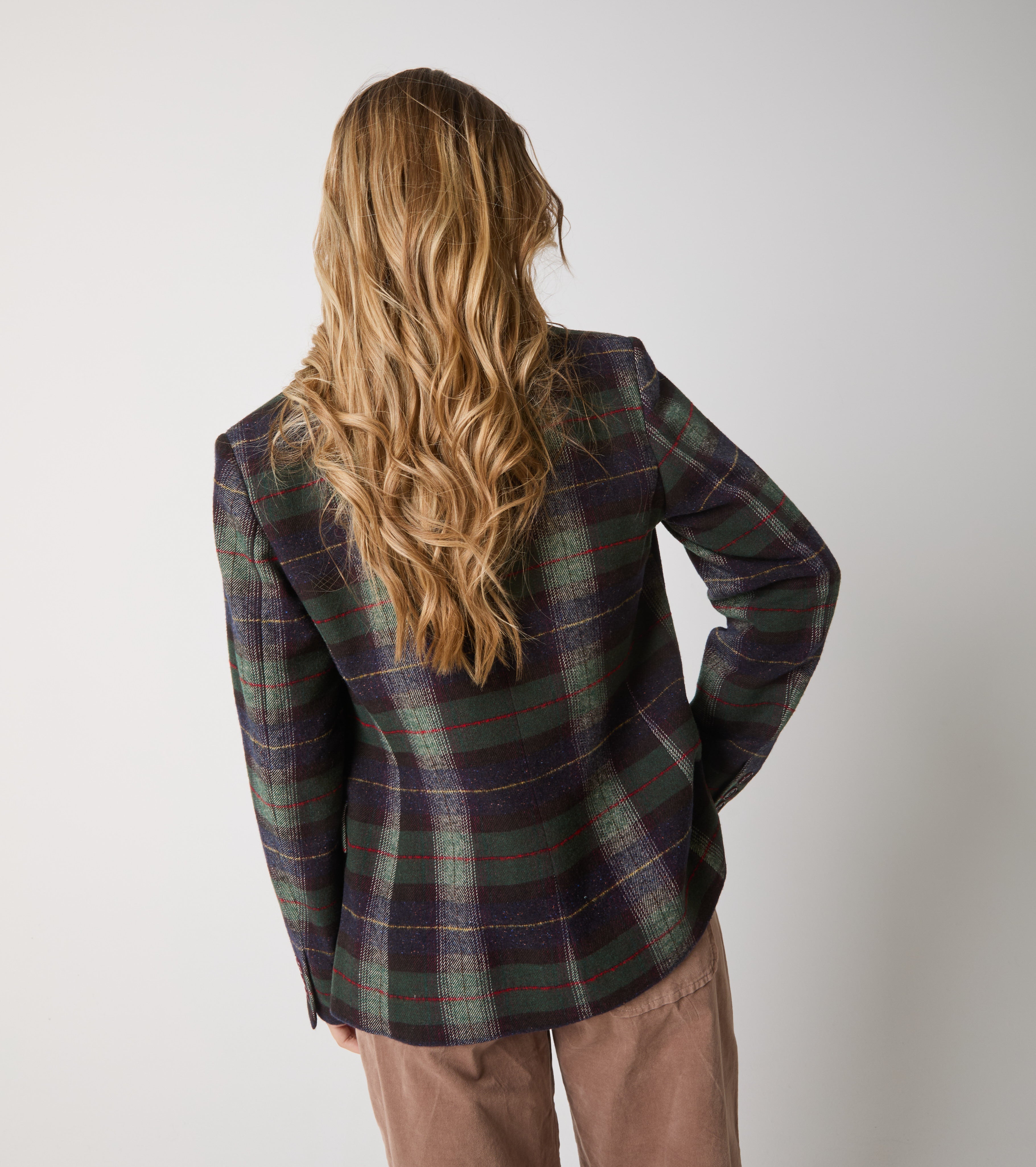 Giacca in misto cotone e lana check