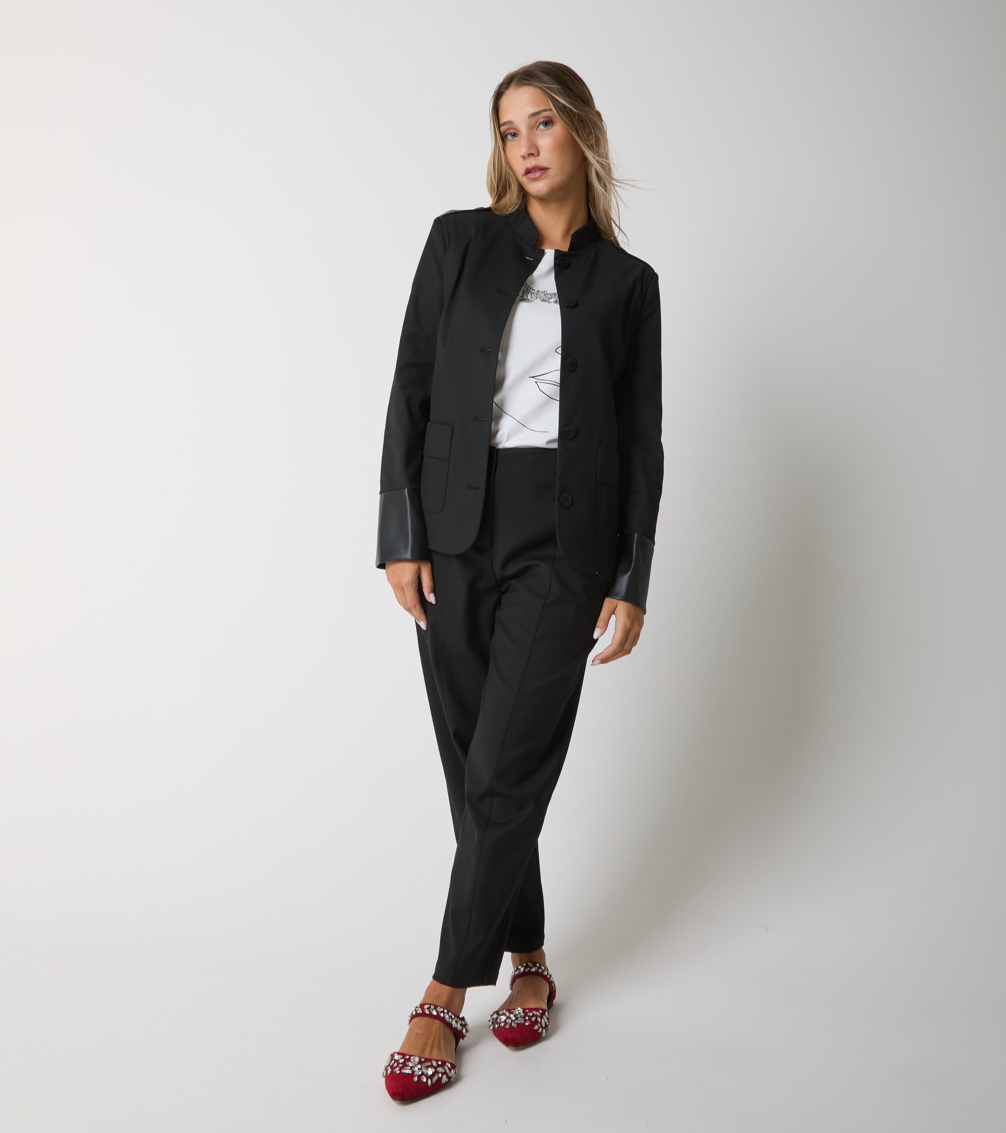 Jacket with mandarin collar