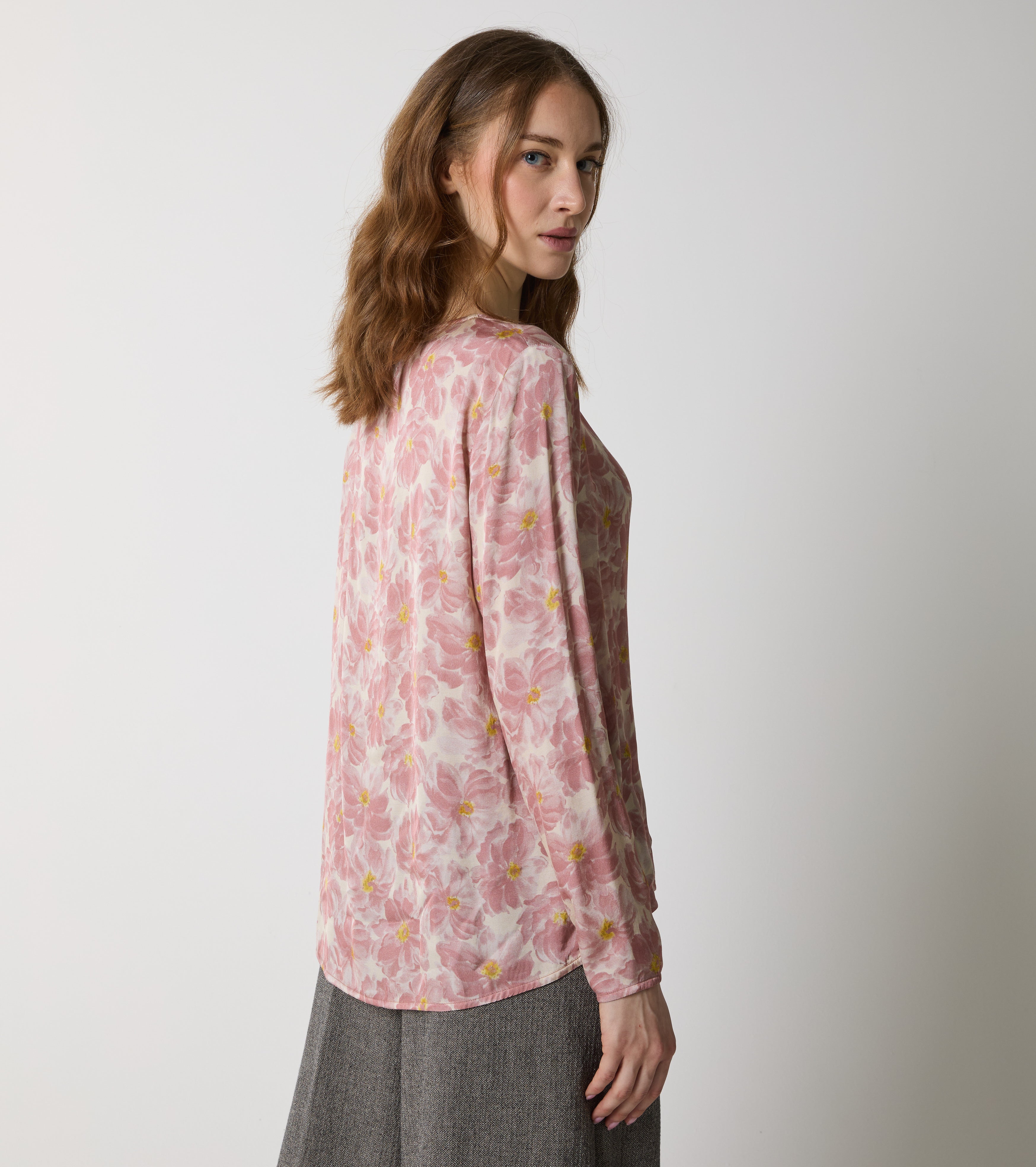 Blusa con stampa e maniche lunghe