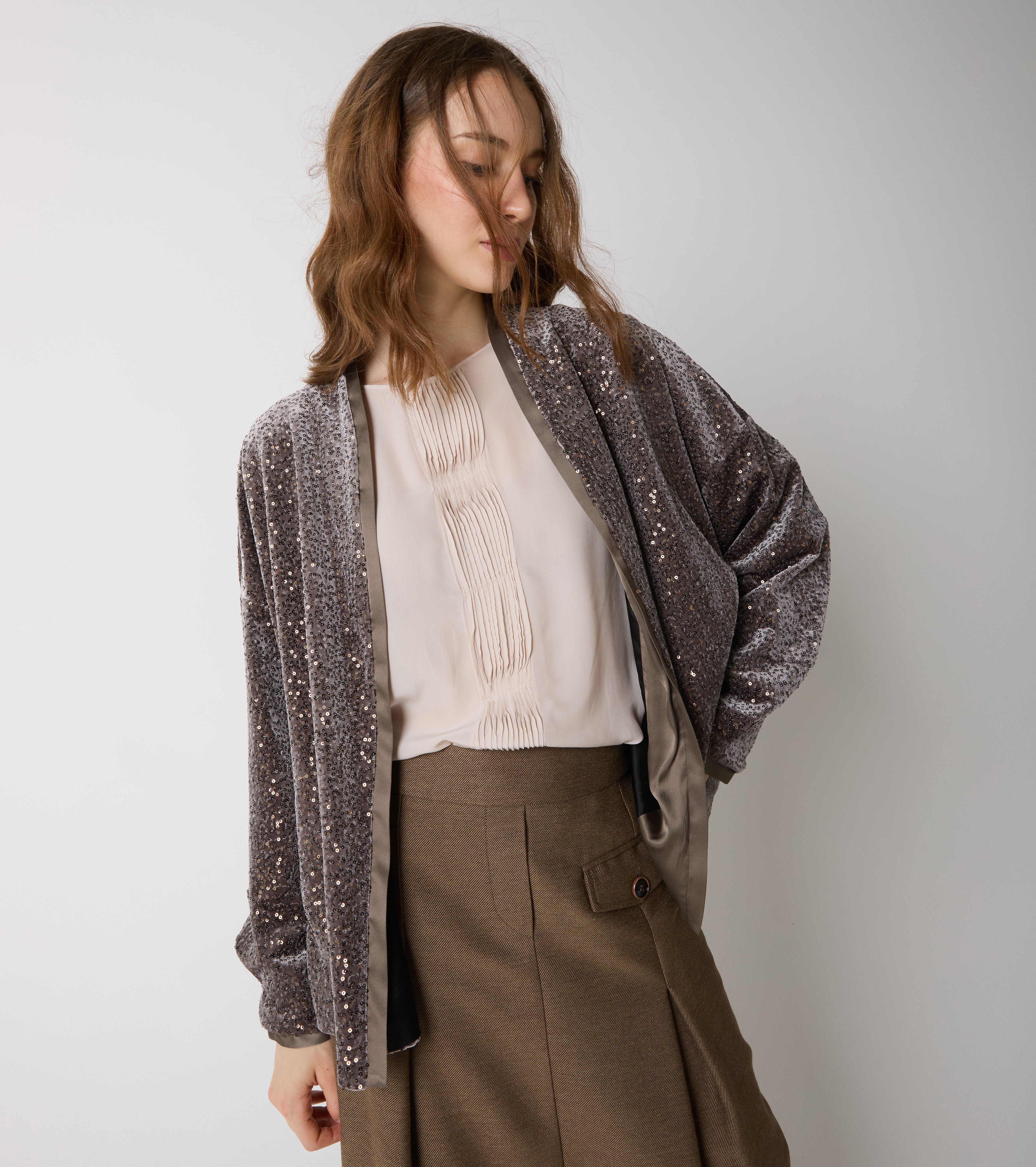Blusa in raso con pieghe