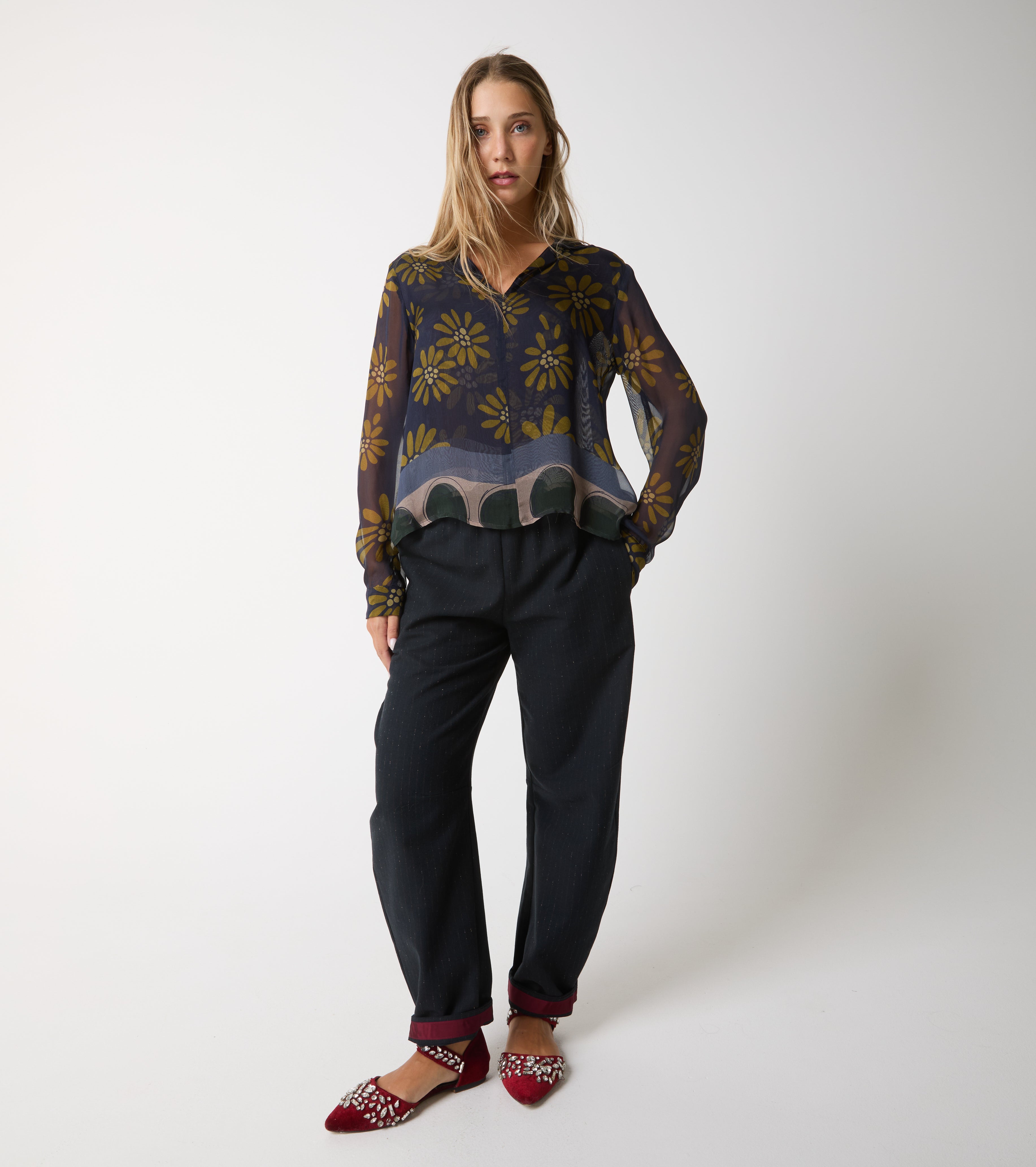 Blusa in seta con stampa