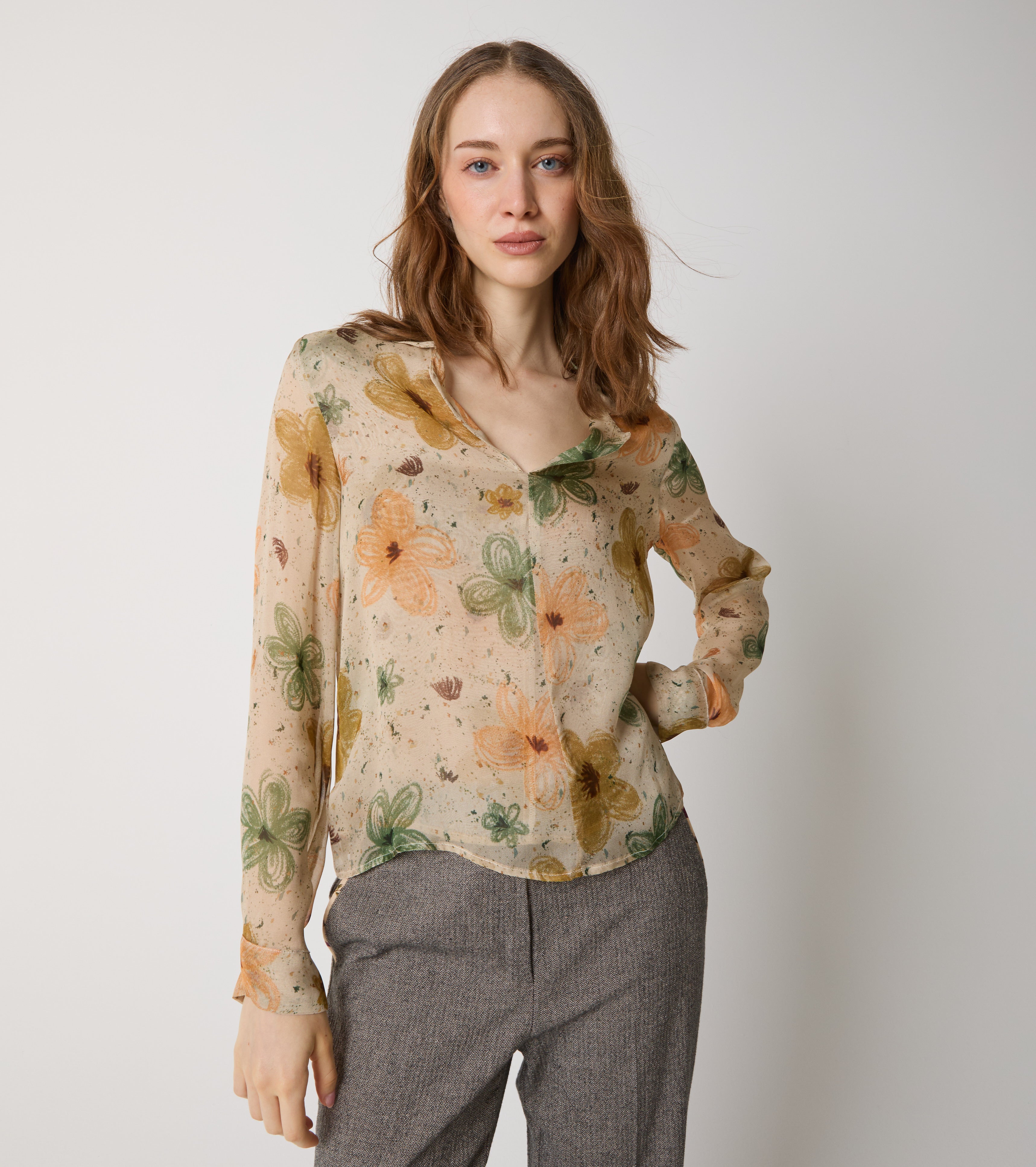 Blusa in seta con stampa