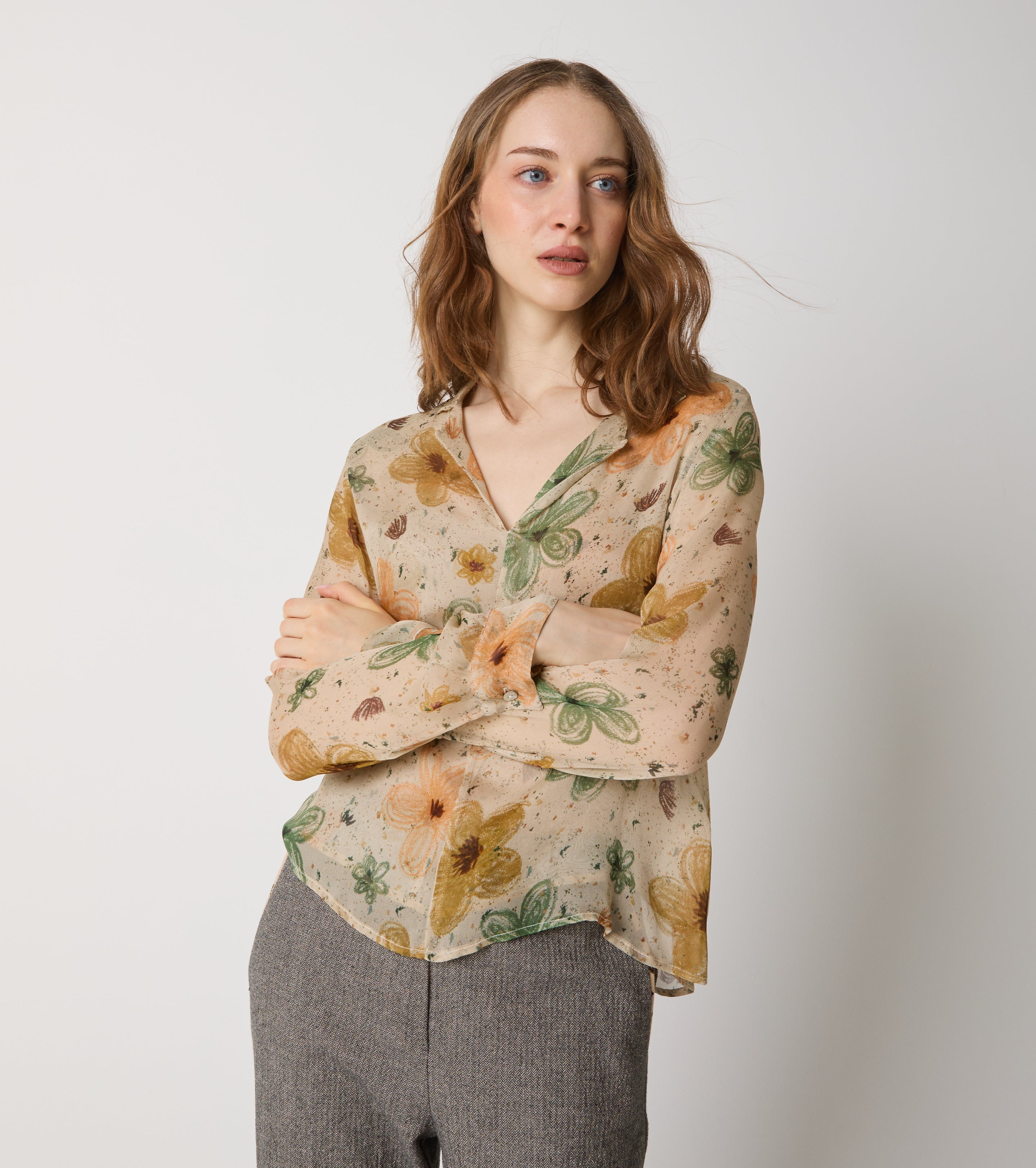 Blusa in seta con stampa