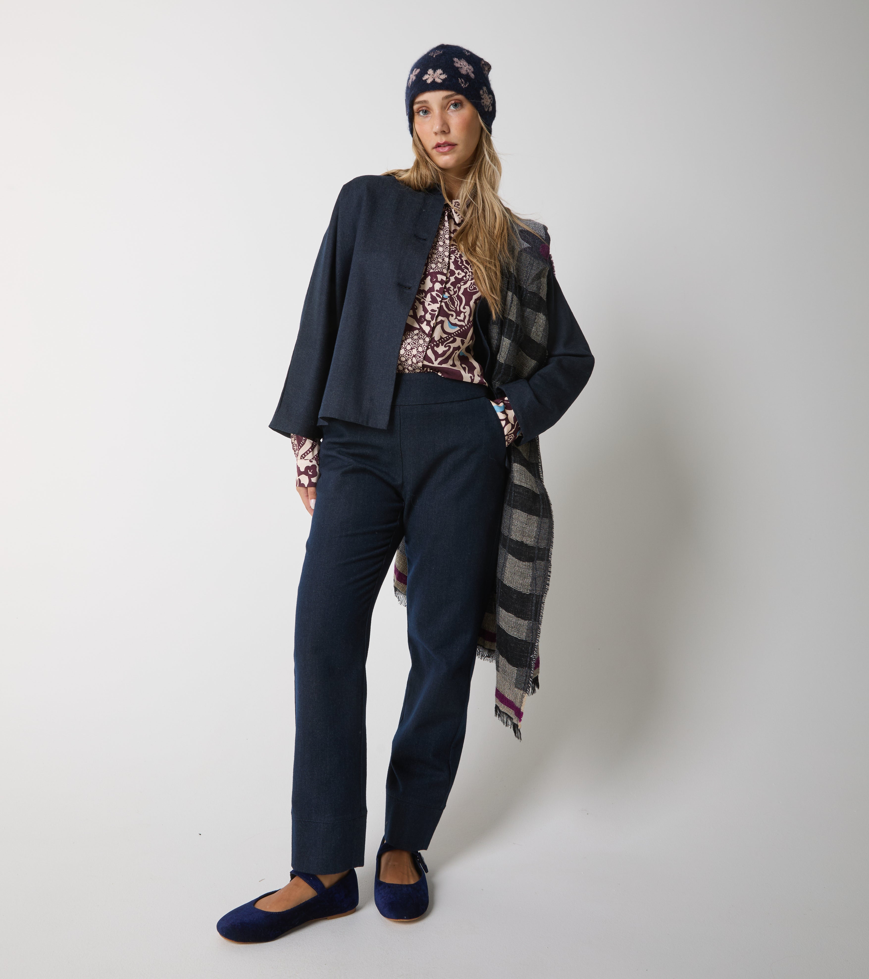 Camicia in raso stampato con maniche lunghe