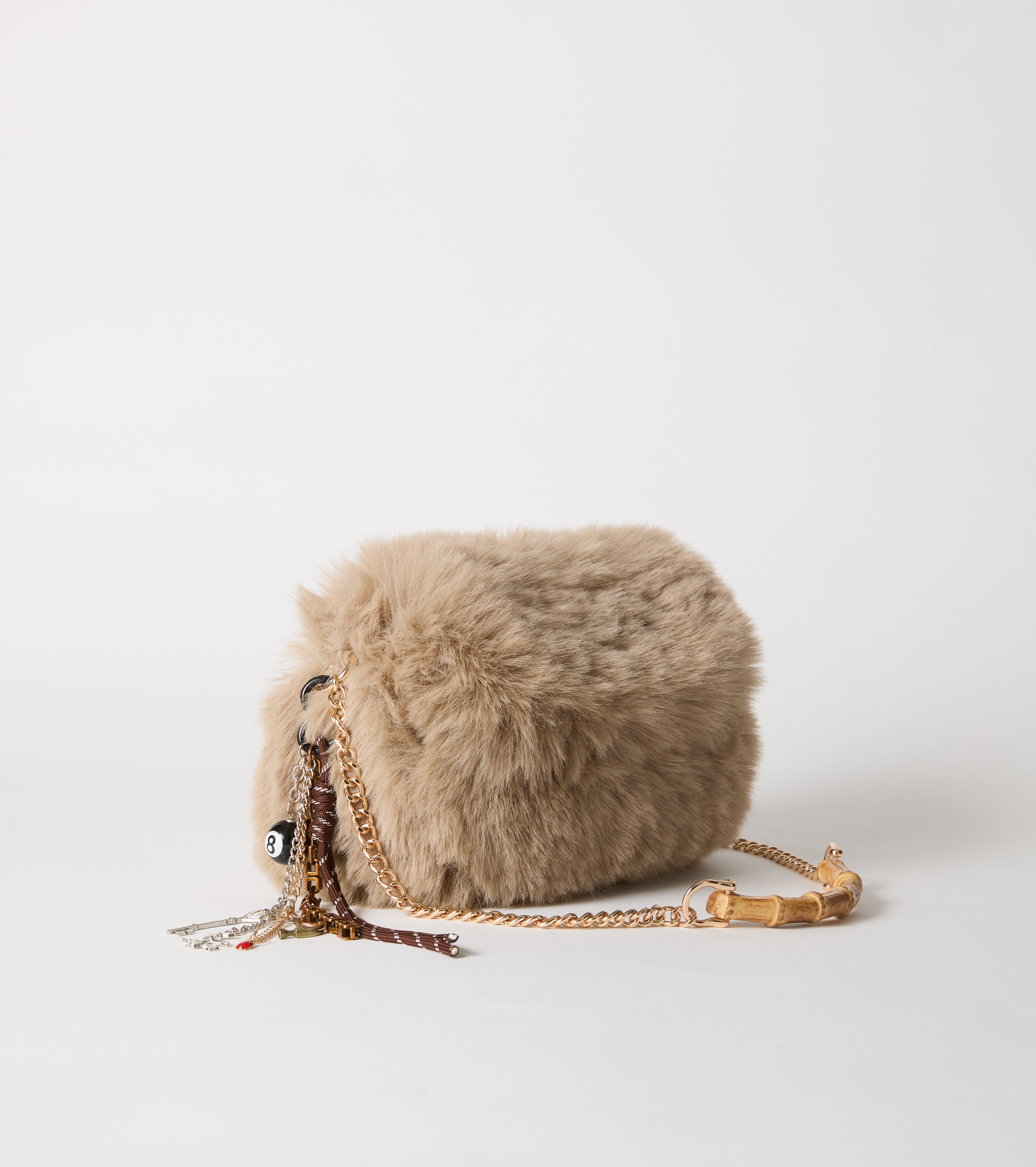 Faux fur crossbody bag with chain