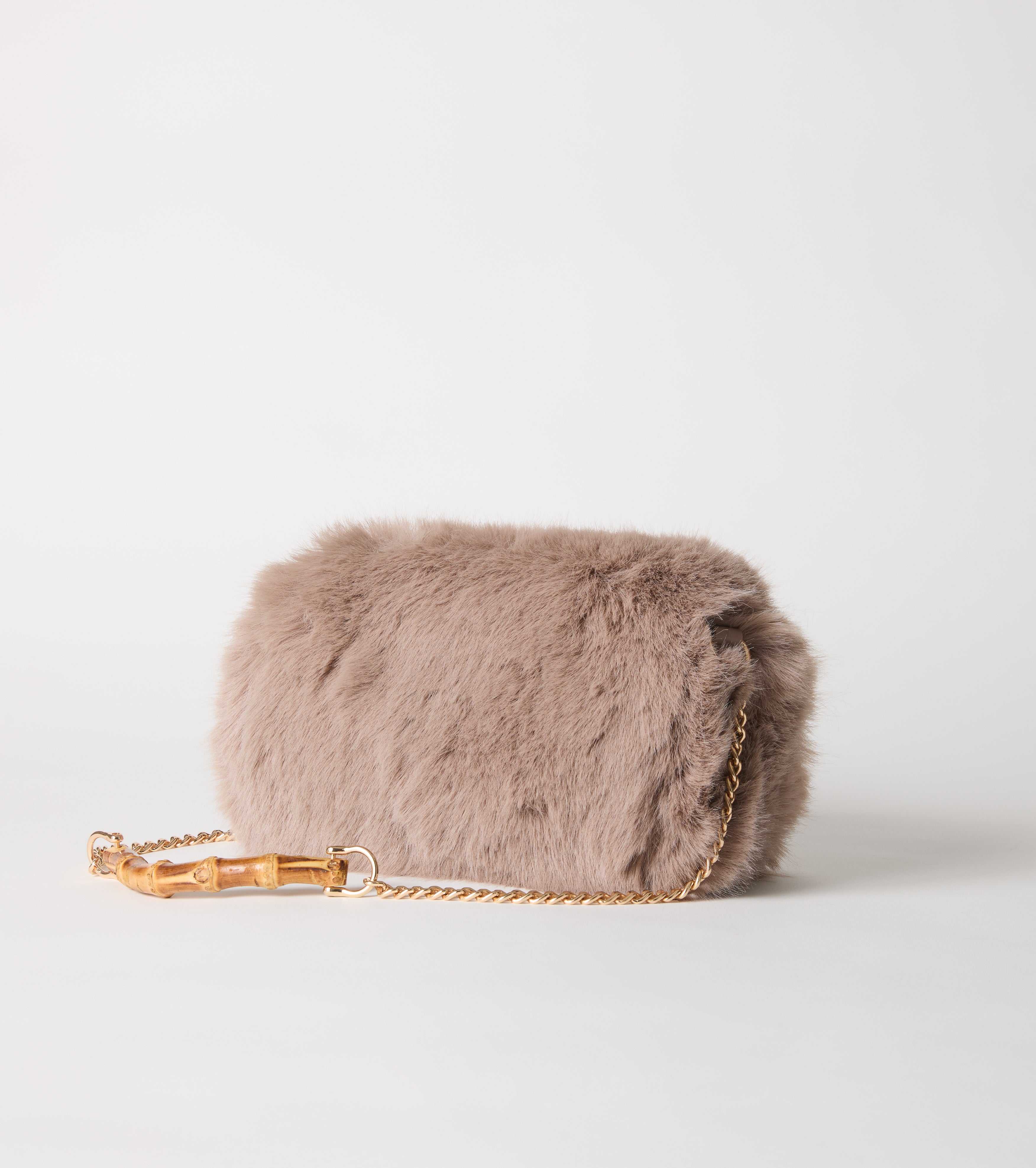 Faux fur crossbody bag with chain