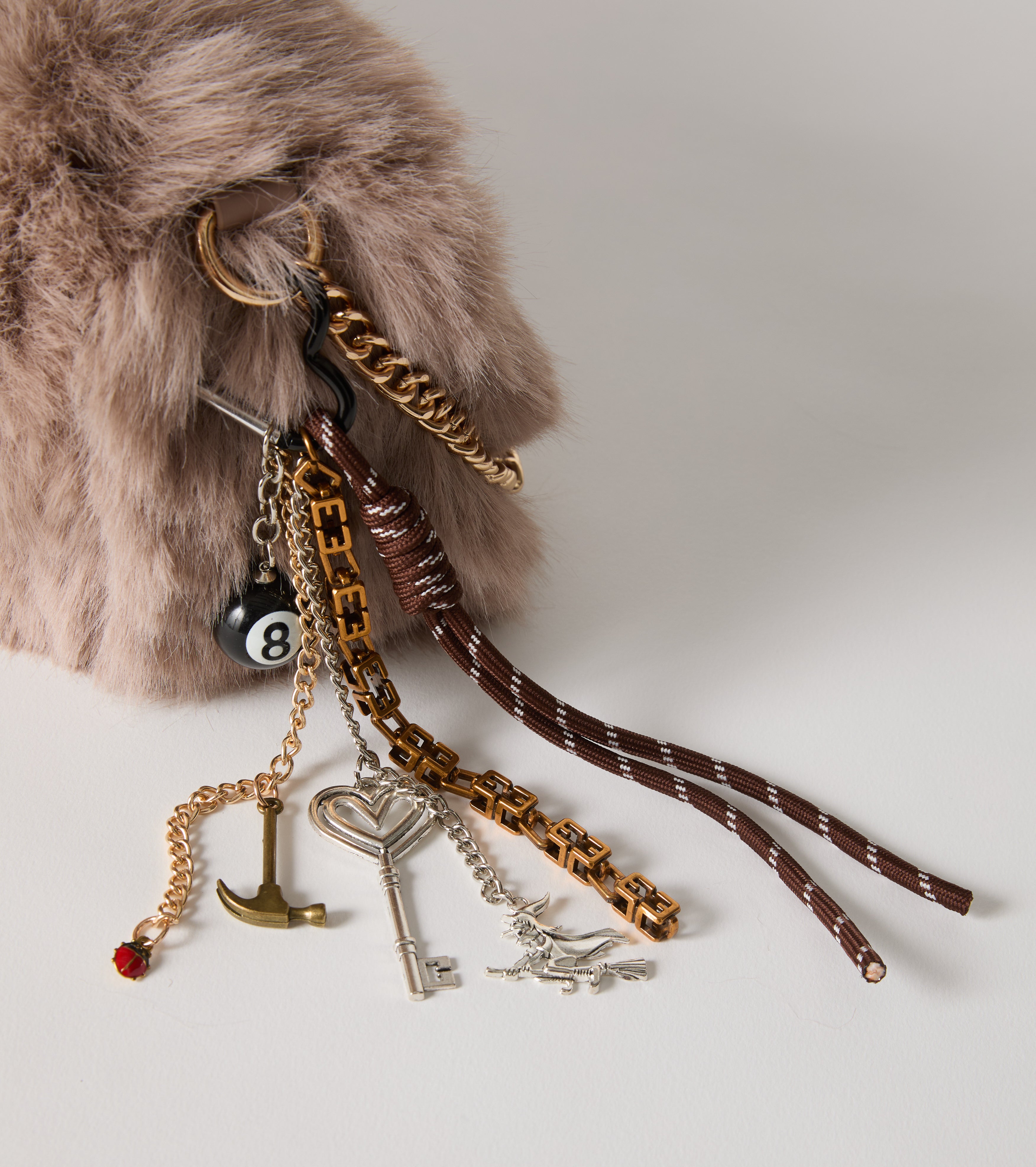 Faux fur crossbody bag with chain