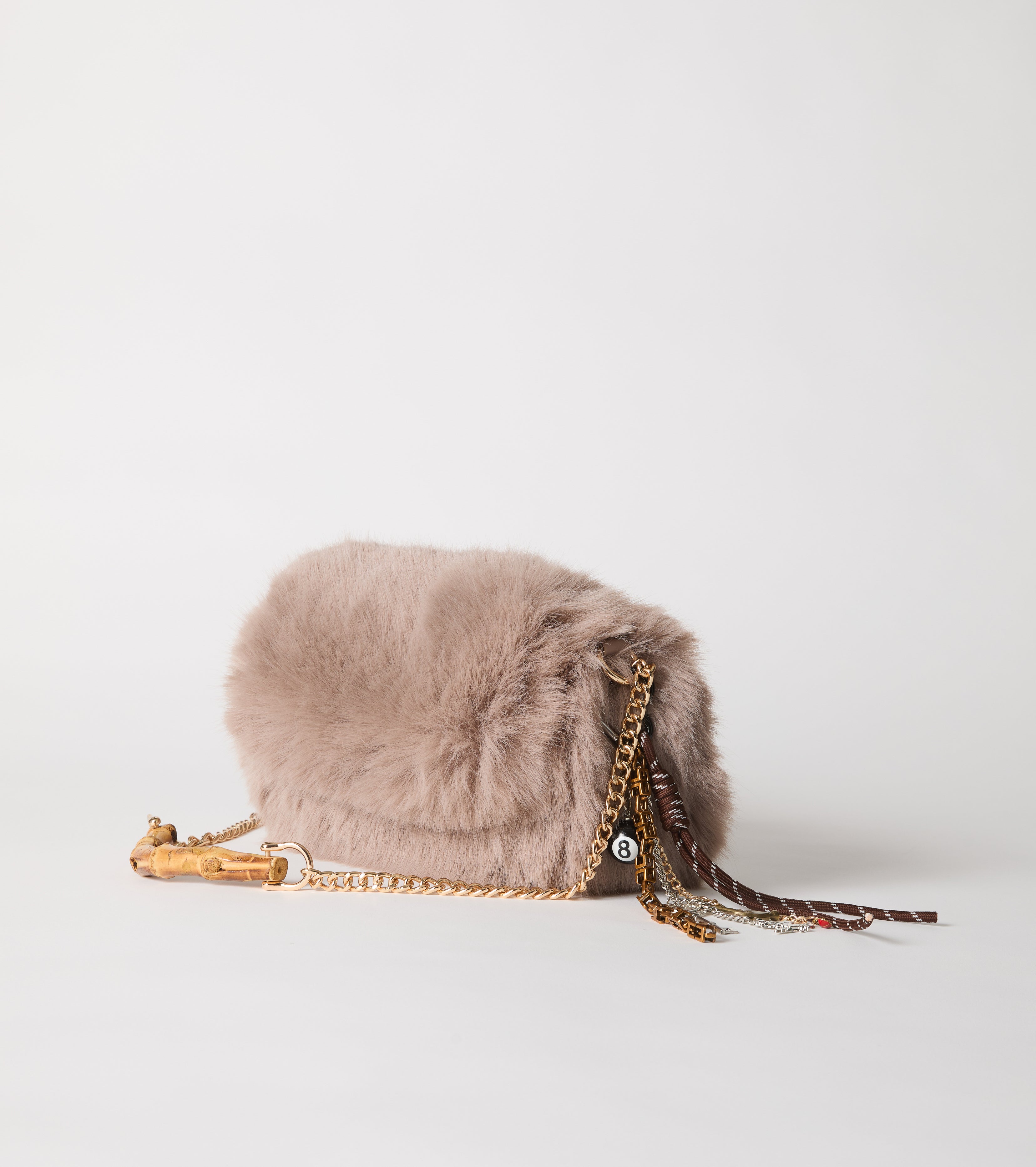 Faux fur crossbody bag with chain
