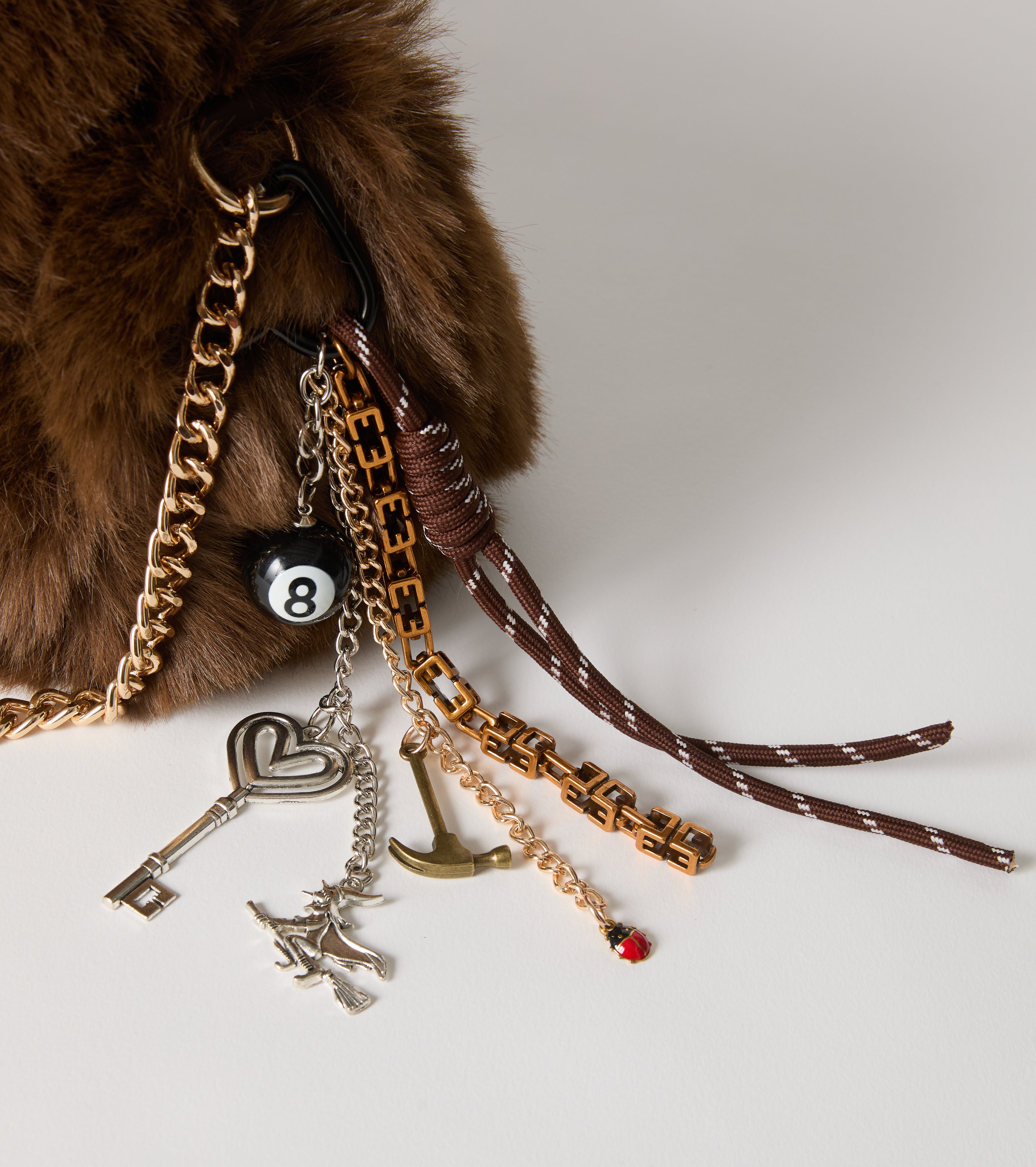 Faux fur crossbody bag with chain
