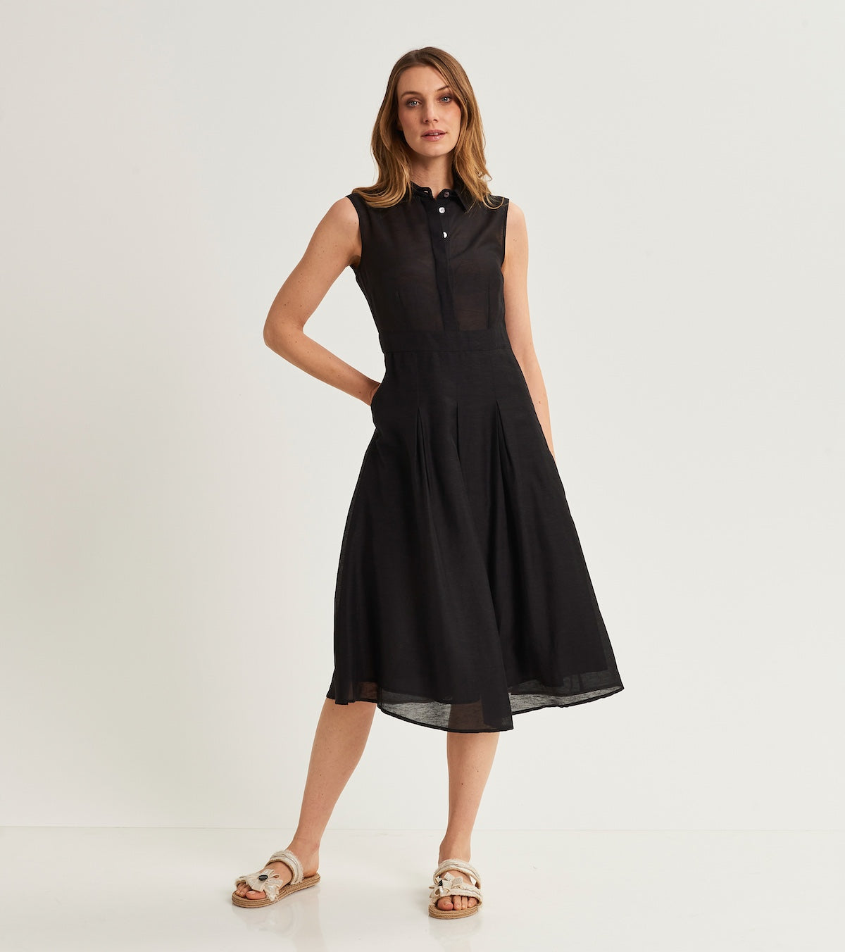 Linen shirt dress