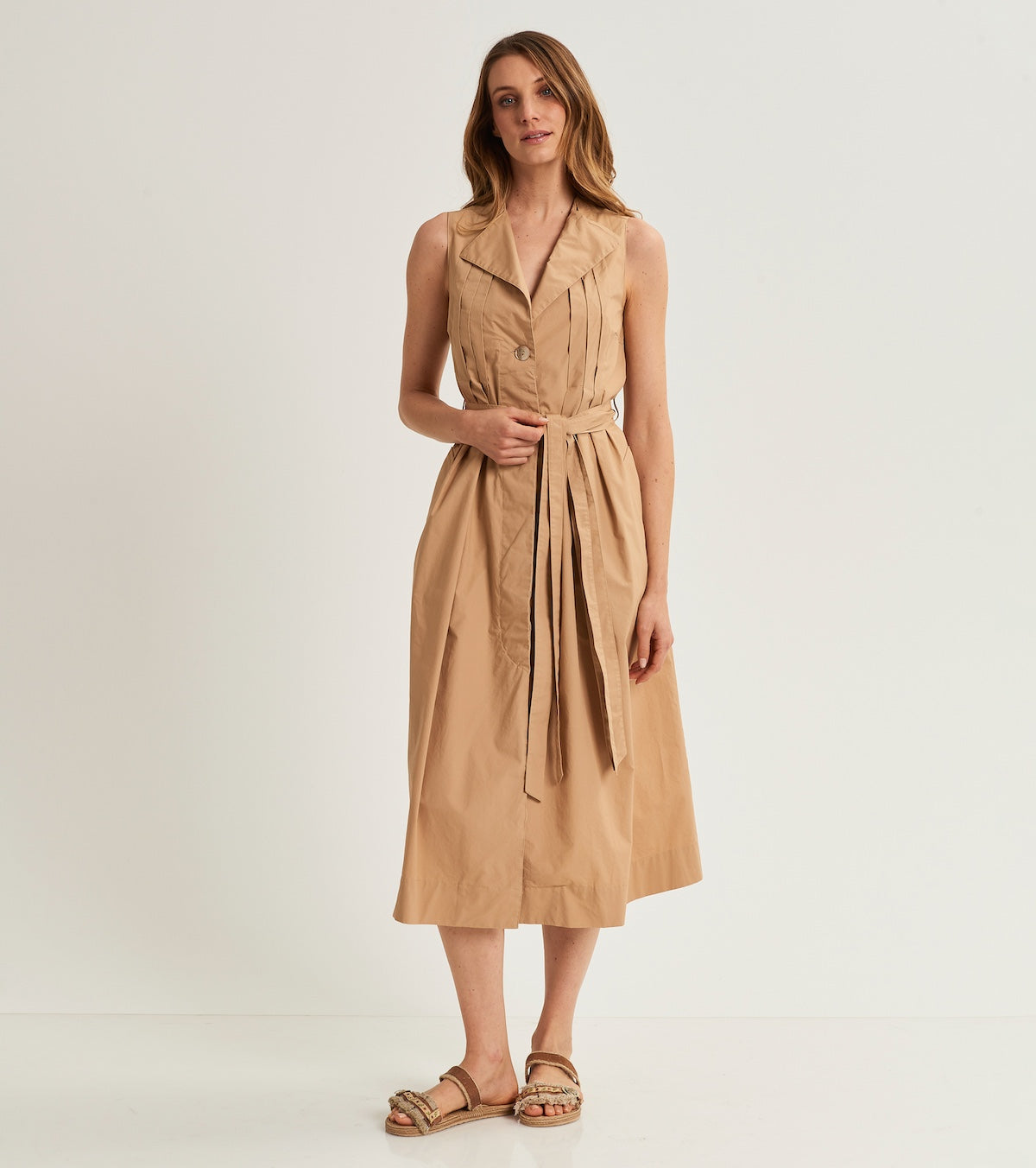 Shirt dress with lapel collar