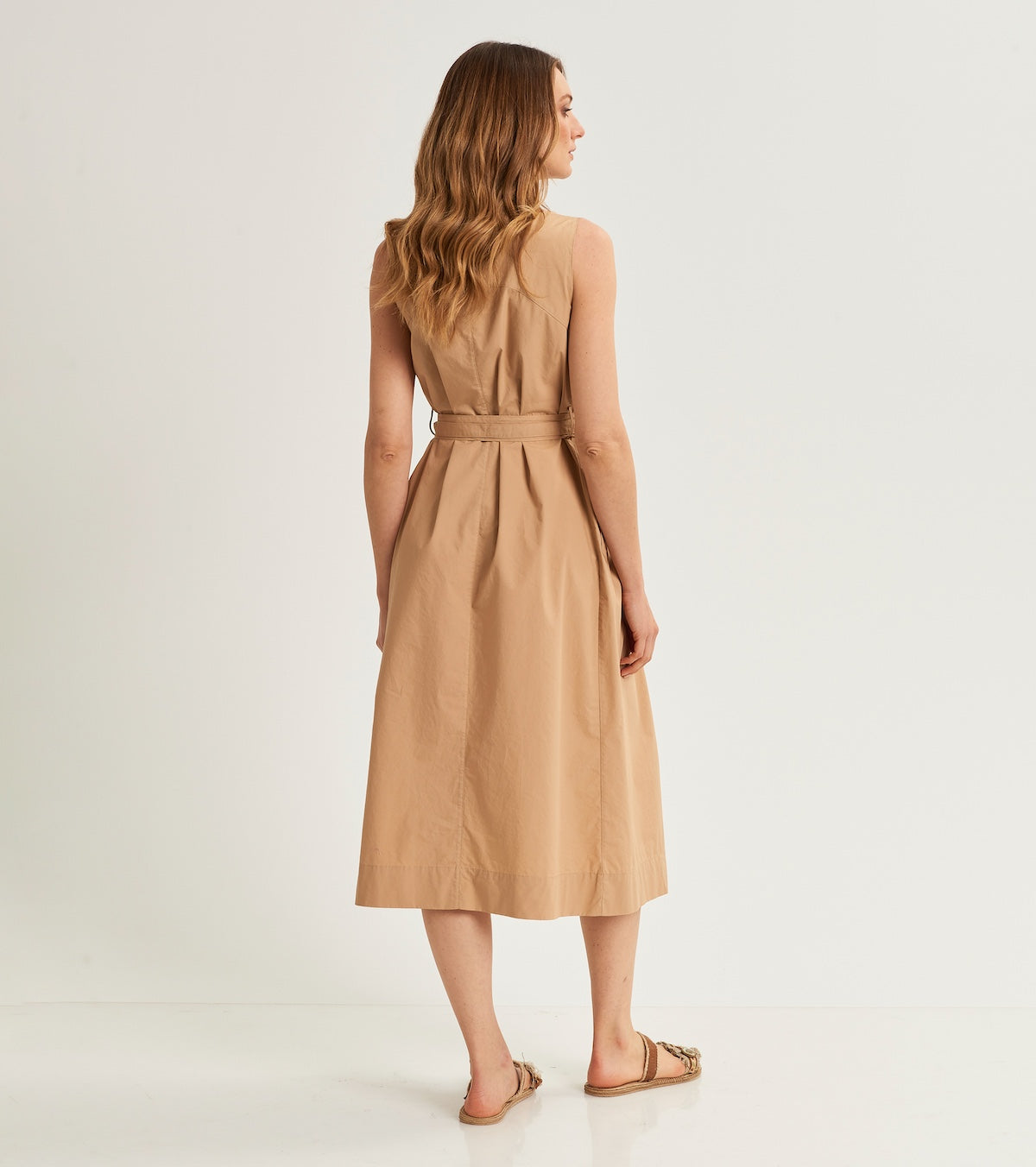 Shirt dress with lapel collar