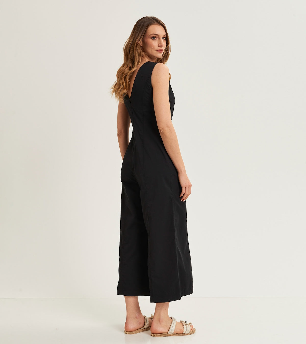 V-neck jumpsuit with slits