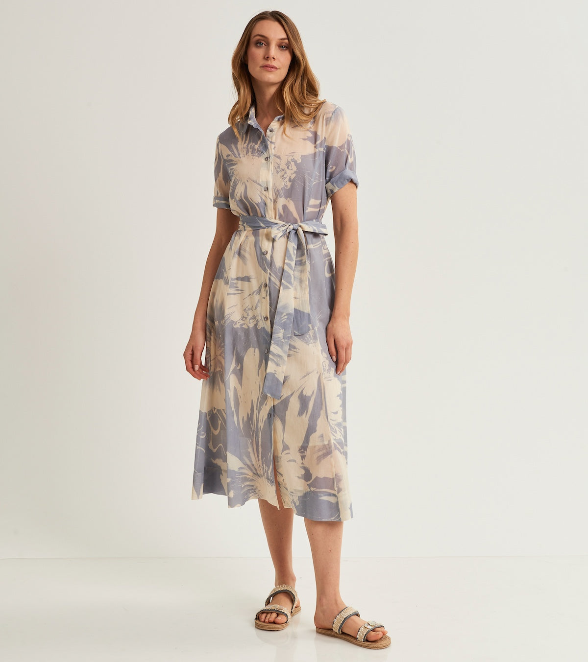 Abito chemisier da donna in georgette stampata