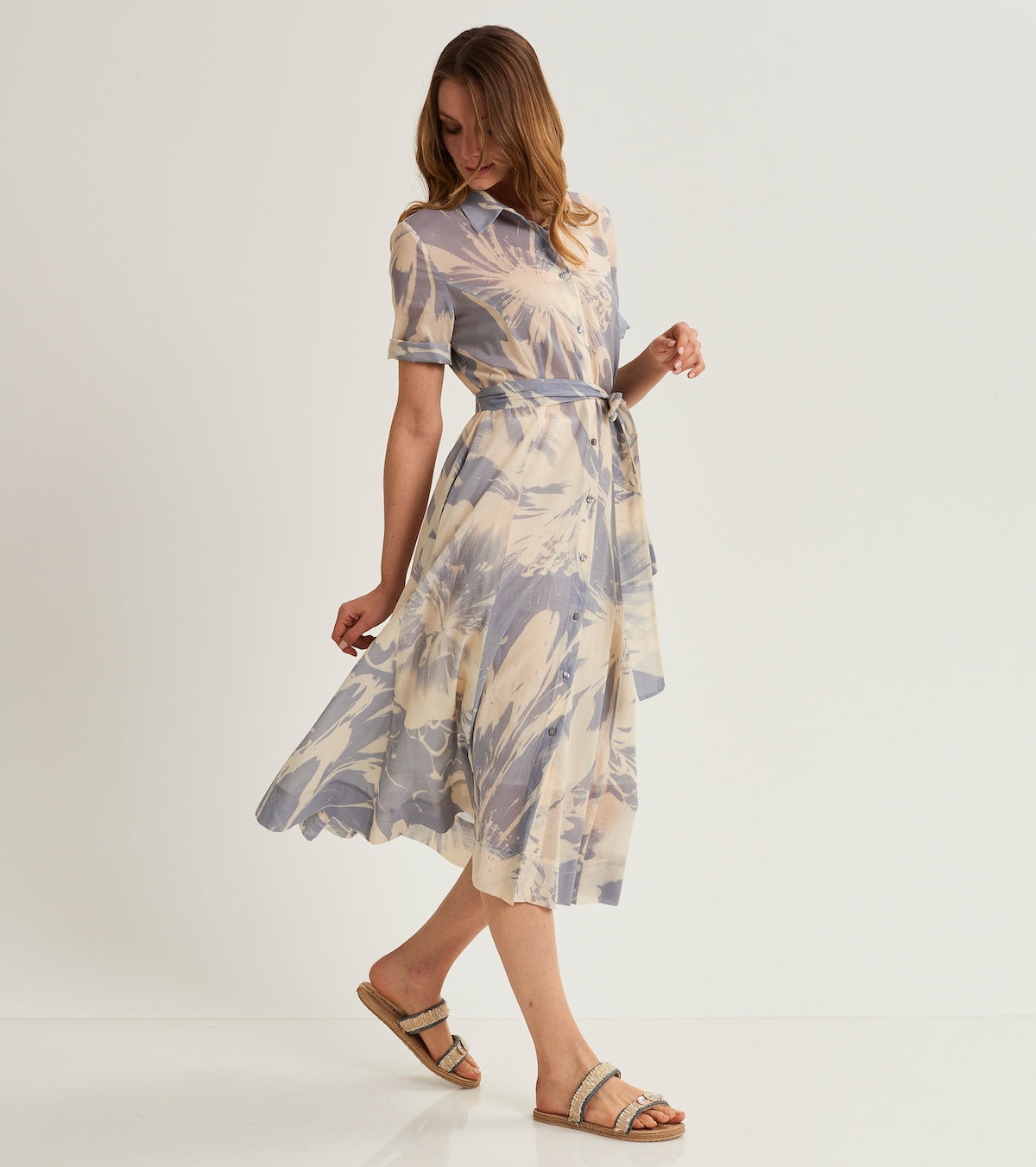 Abito chemisier da donna in georgette stampata