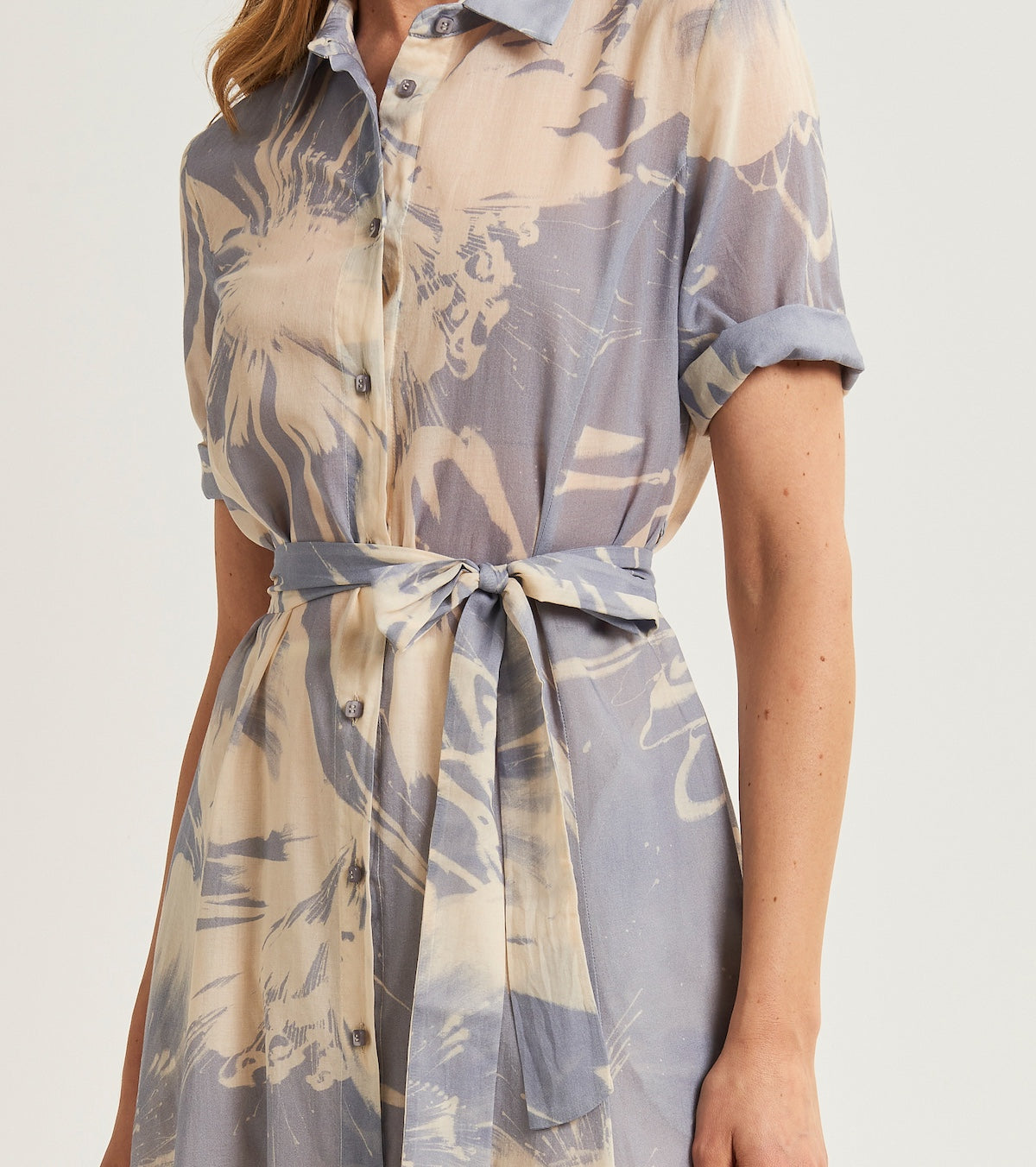 Abito chemisier da donna in georgette stampata