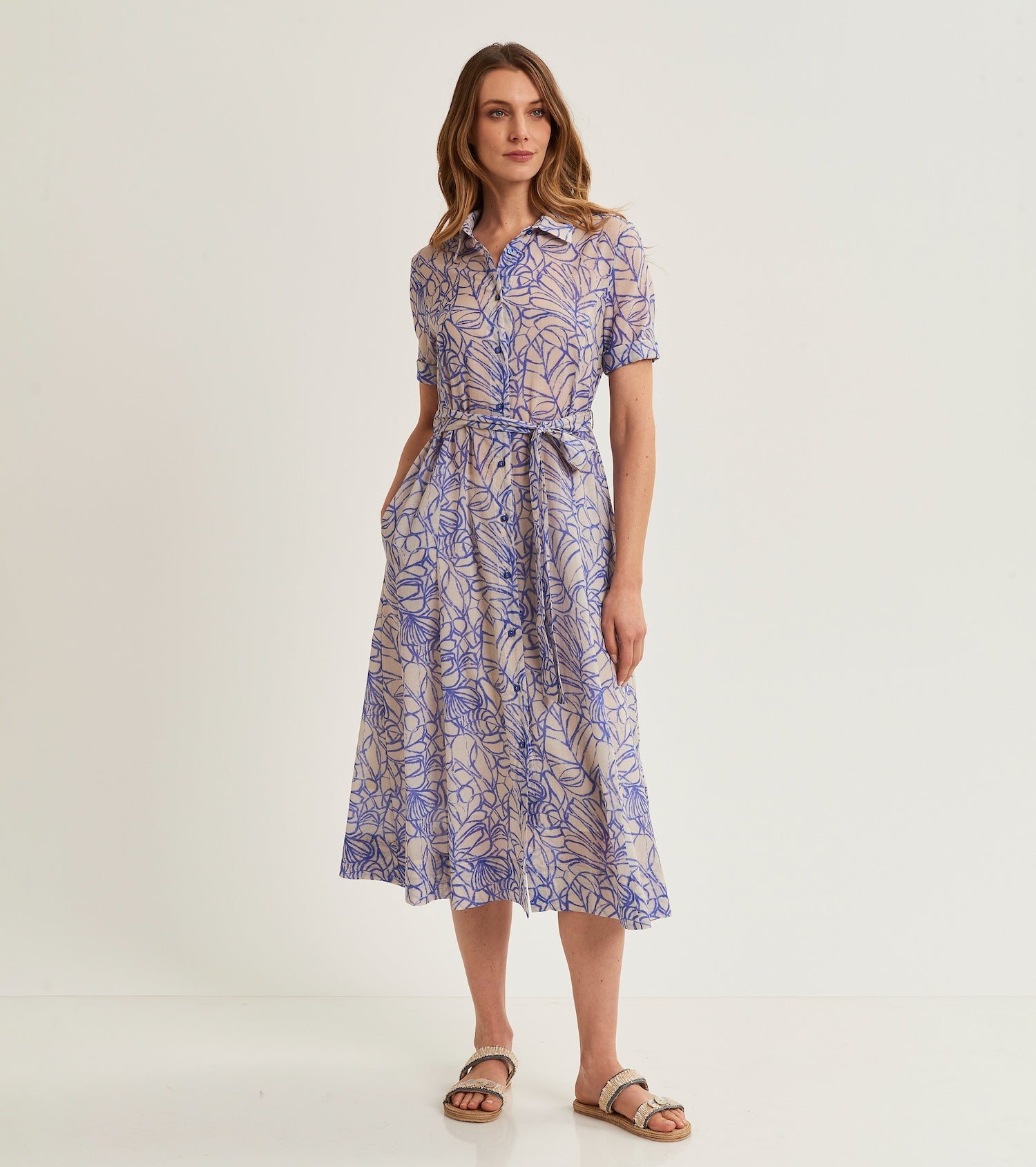 Abito chemisier da donna in georgette stampata