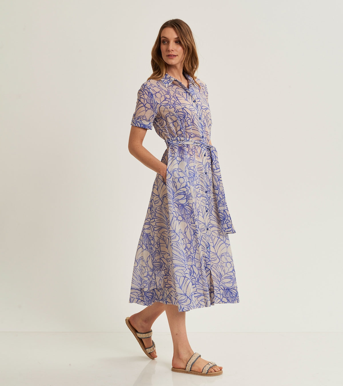 Abito chemisier da donna in georgette stampata