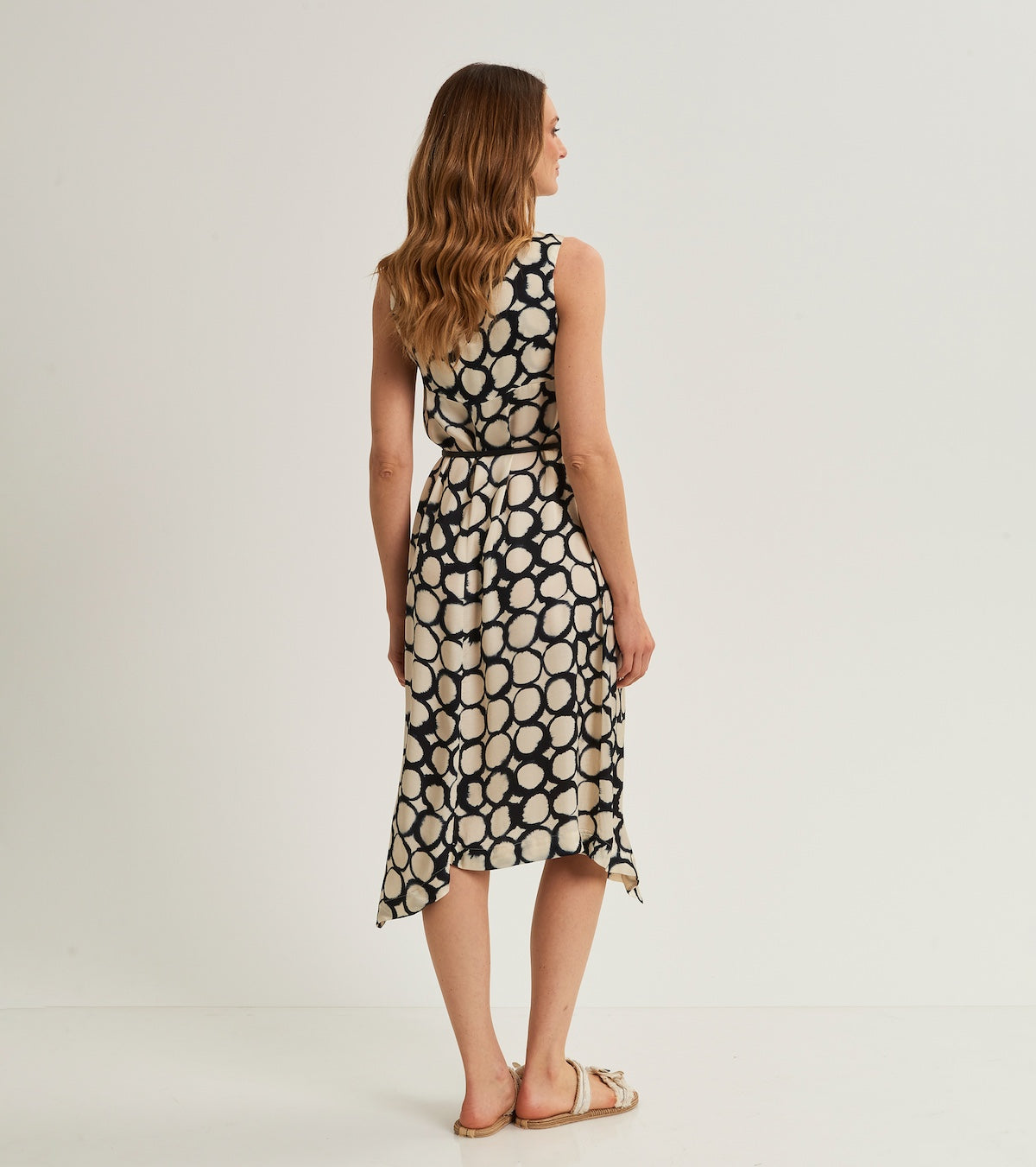 Printed dress with belt