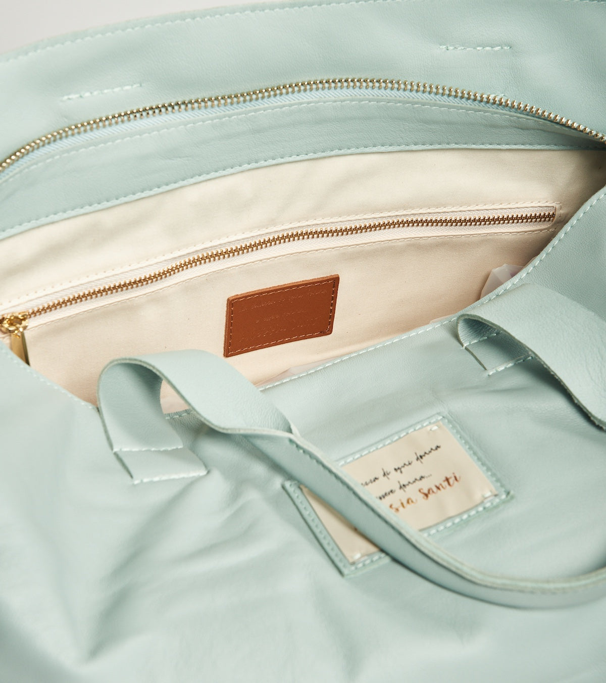 Shopping bag with Alessia Santi logo patch