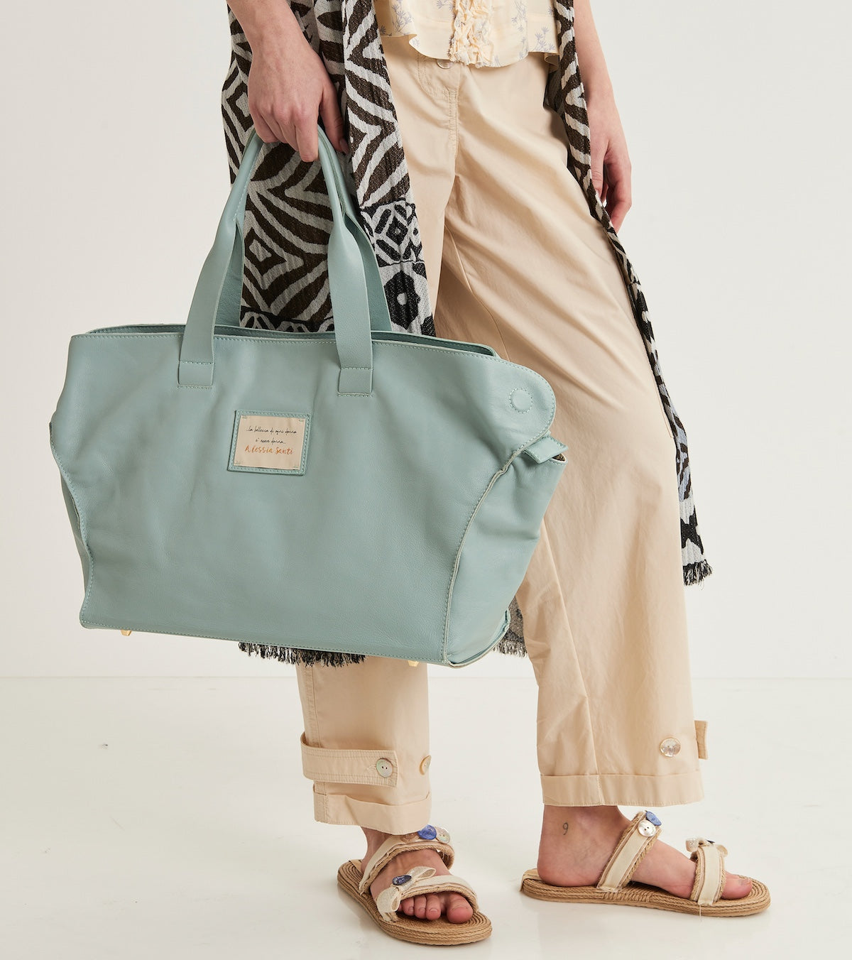 Shopping bag with Alessia Santi logo patch