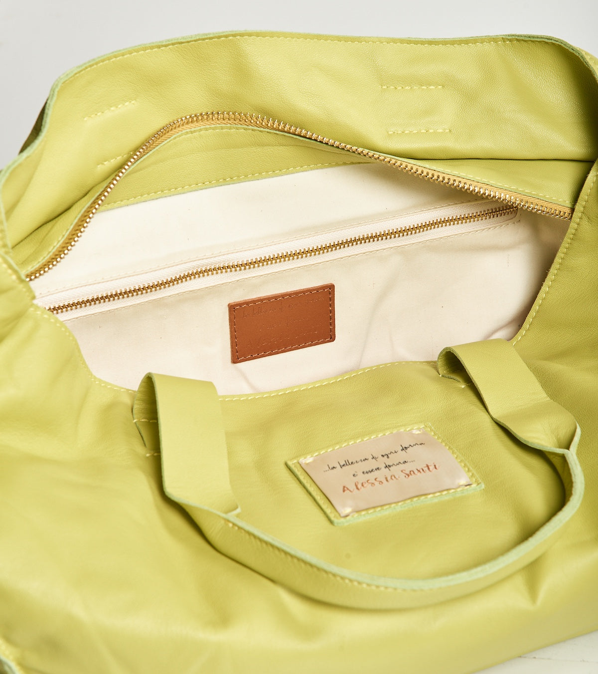 Shopping bag with Alessia Santi logo patch
