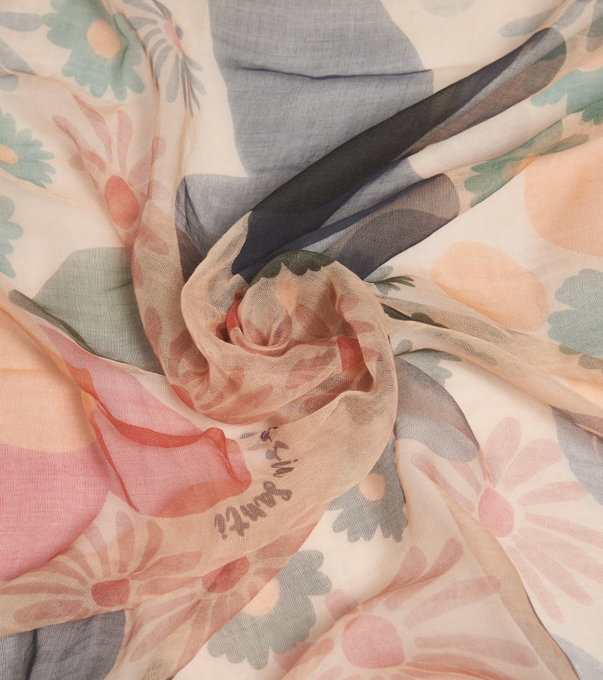 Floral scarf with fringes