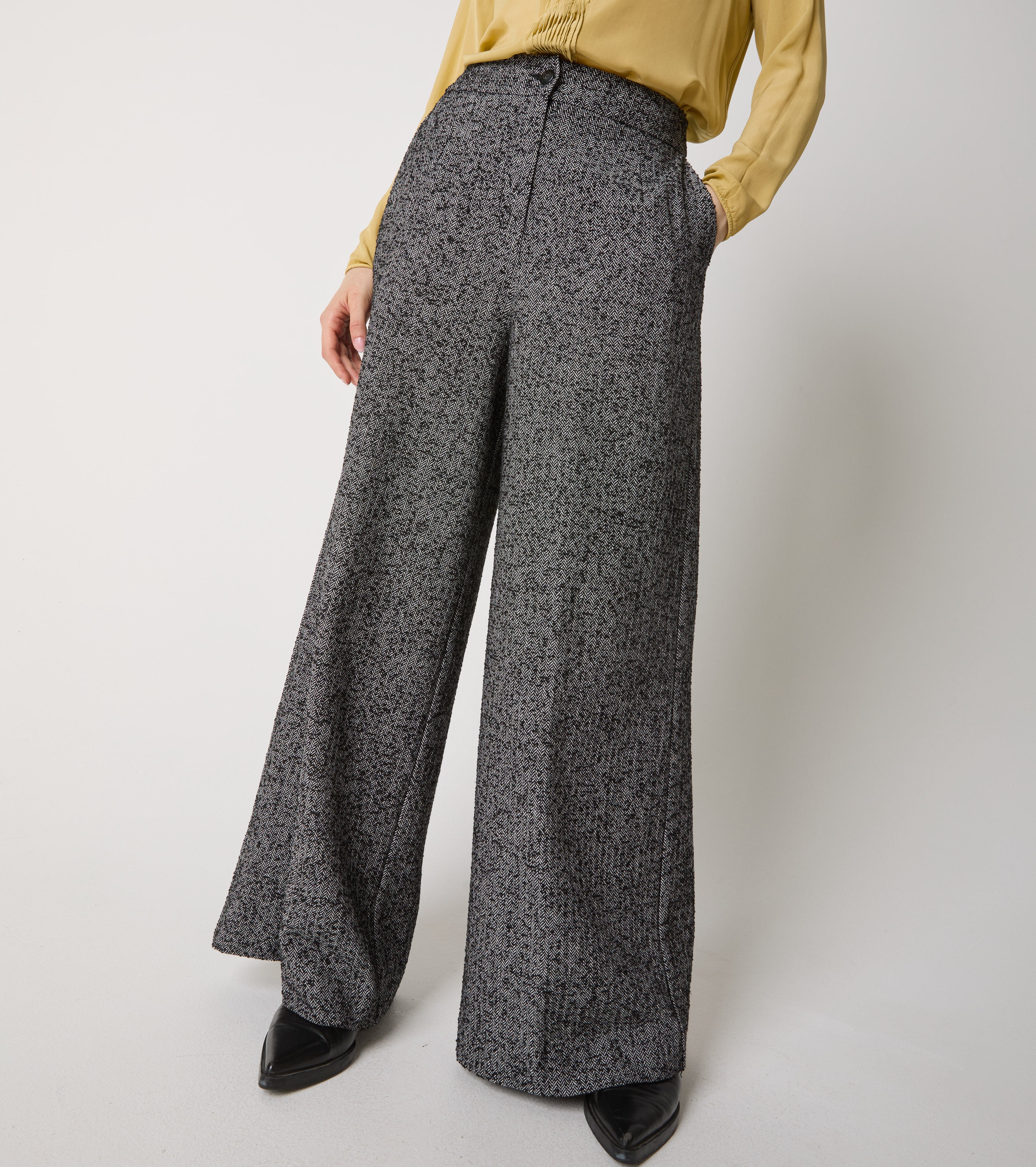 Pantaloni in cotone chevron con pinces