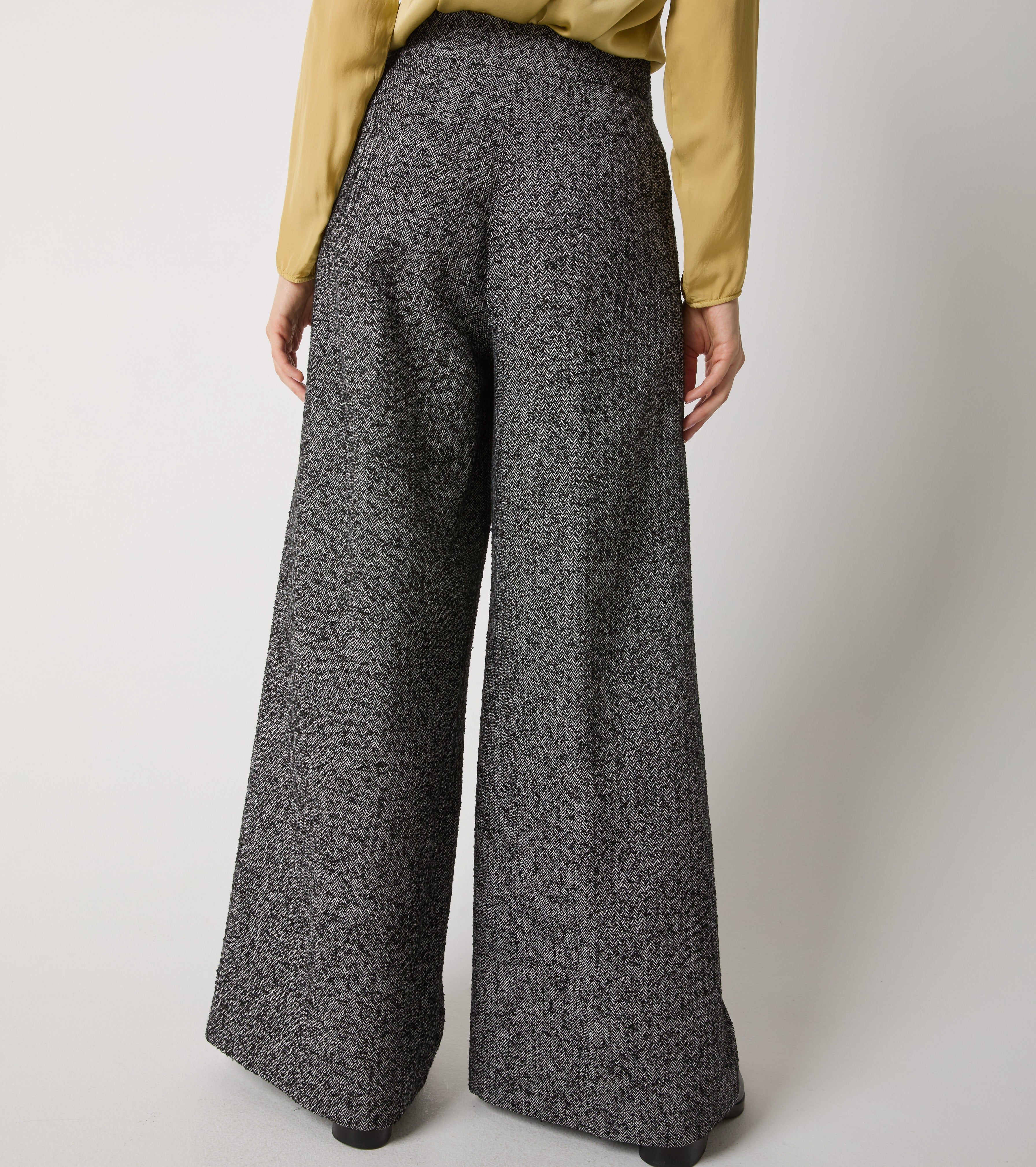 Pantaloni in cotone chevron con pinces