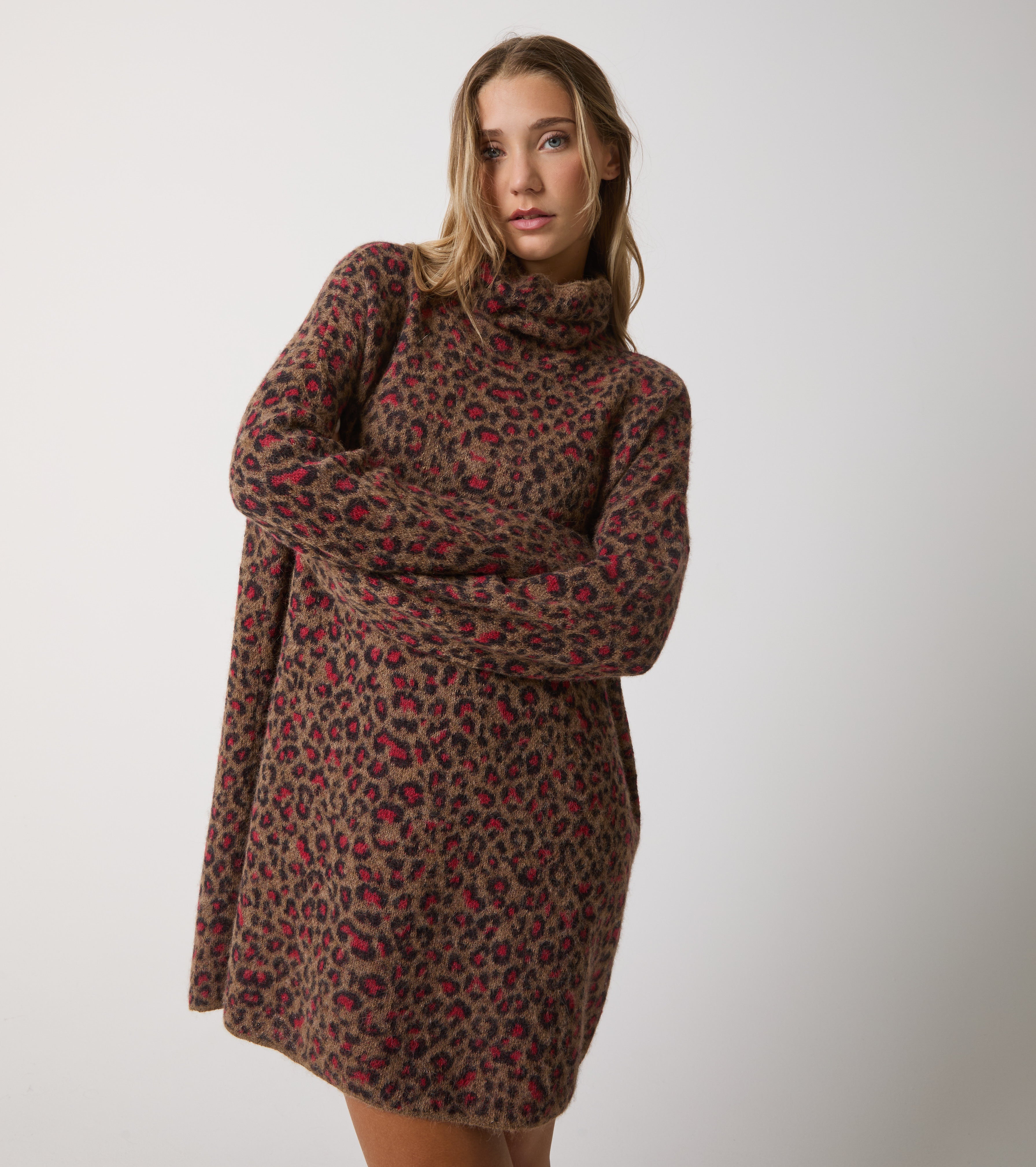 Abito in filato in alpaca animalier