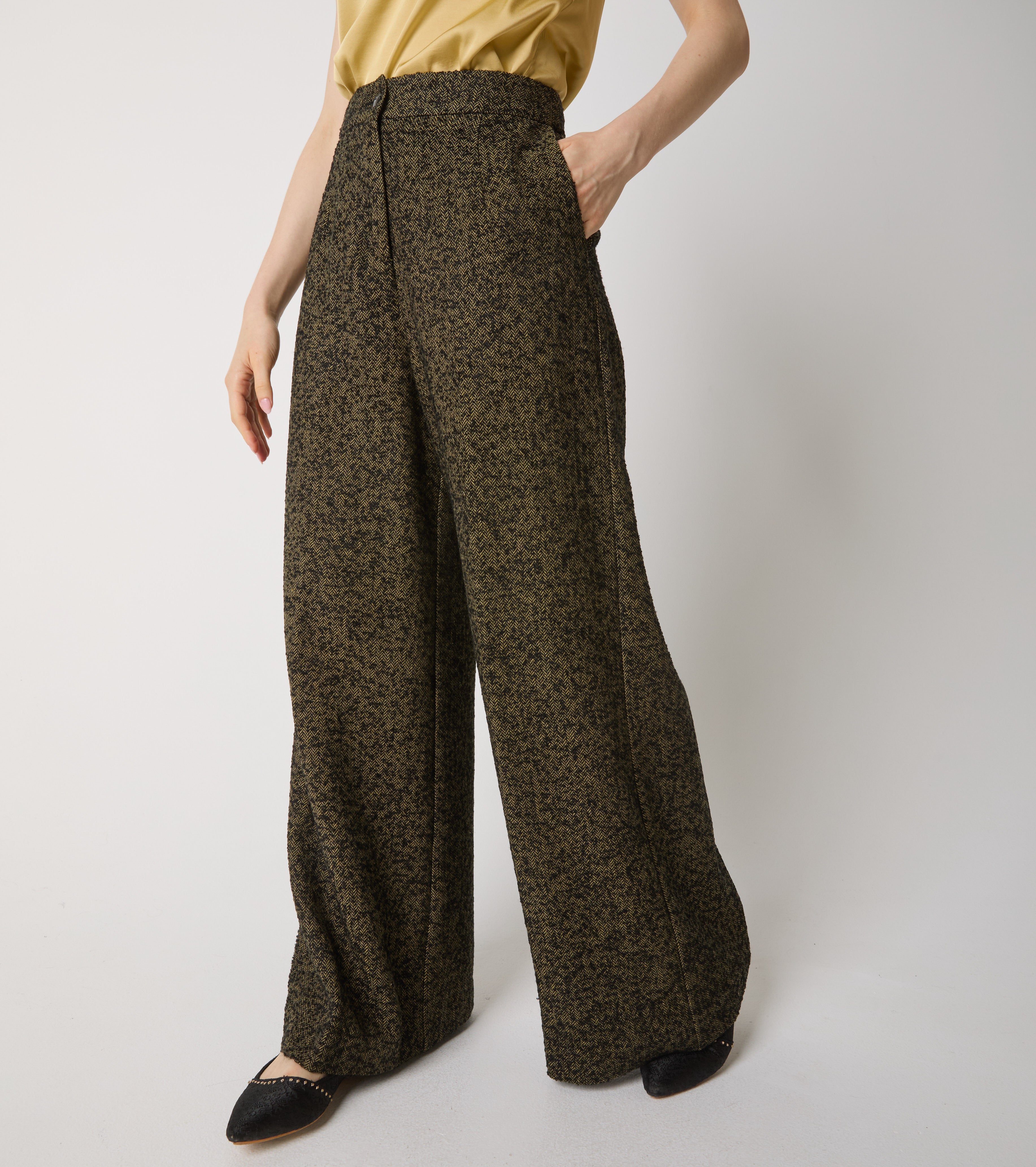 Chevron cotton trousers with pleats