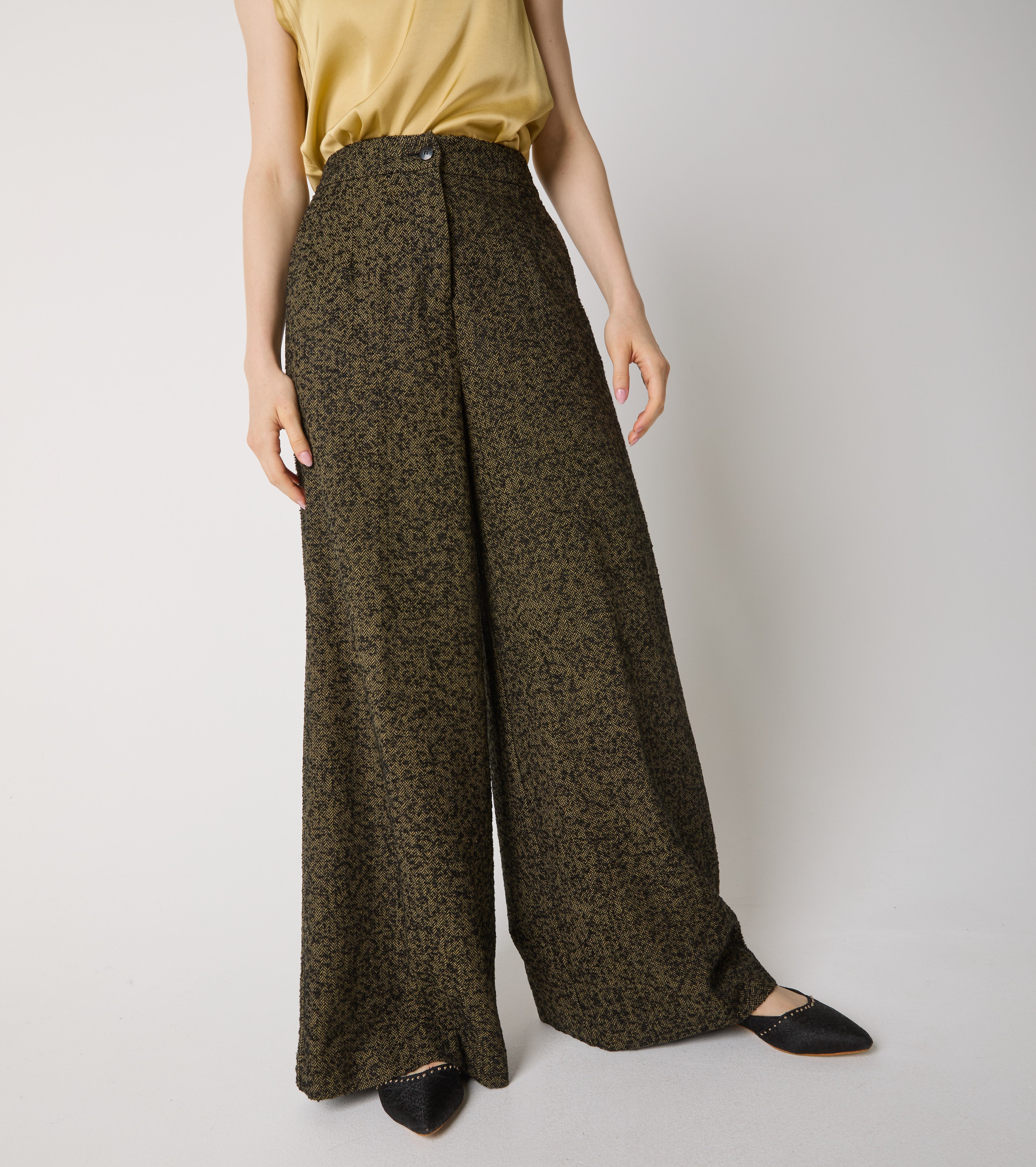 Chevron cotton trousers with pleats