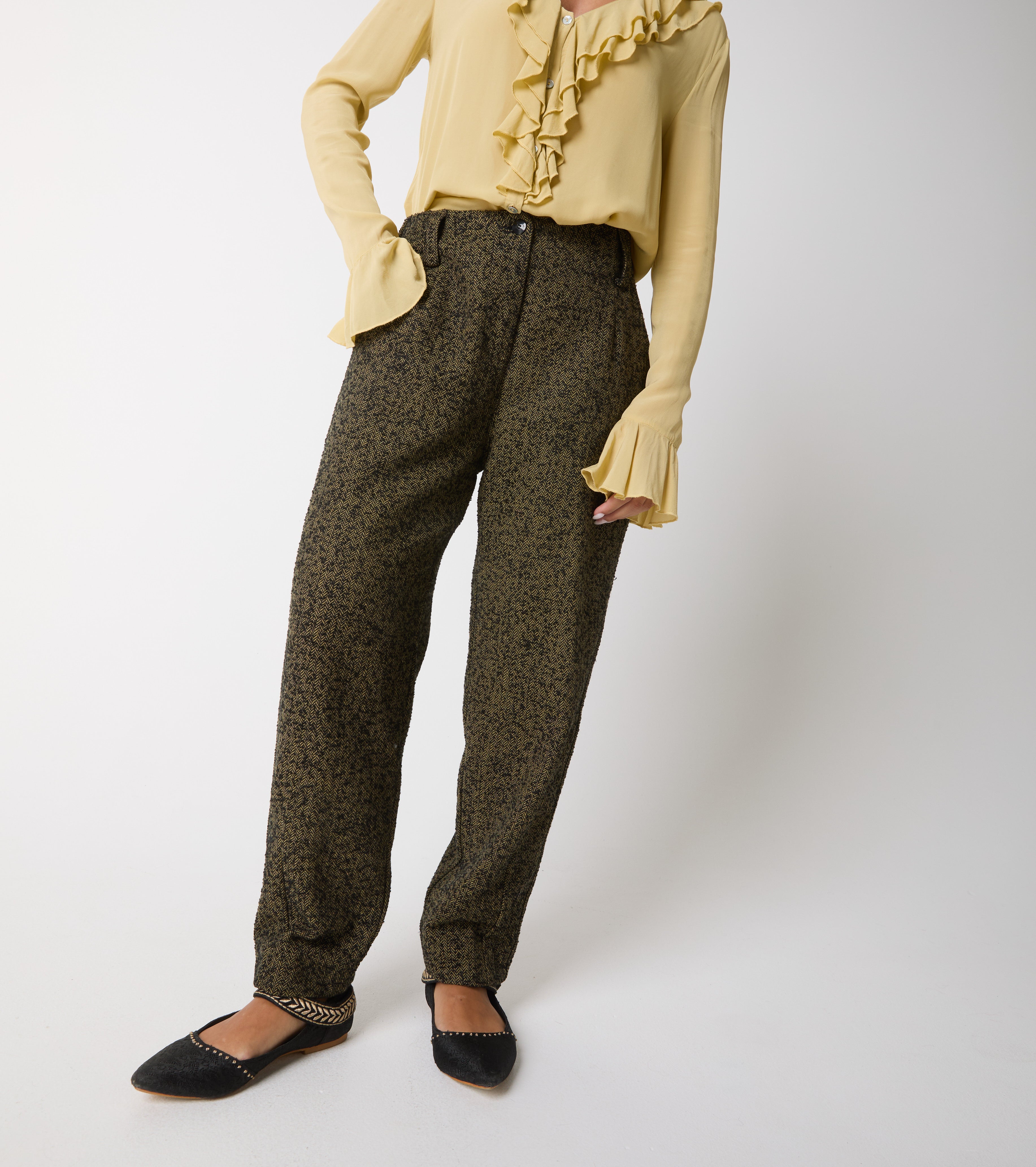Pantaloni cropped in cotone con pinces