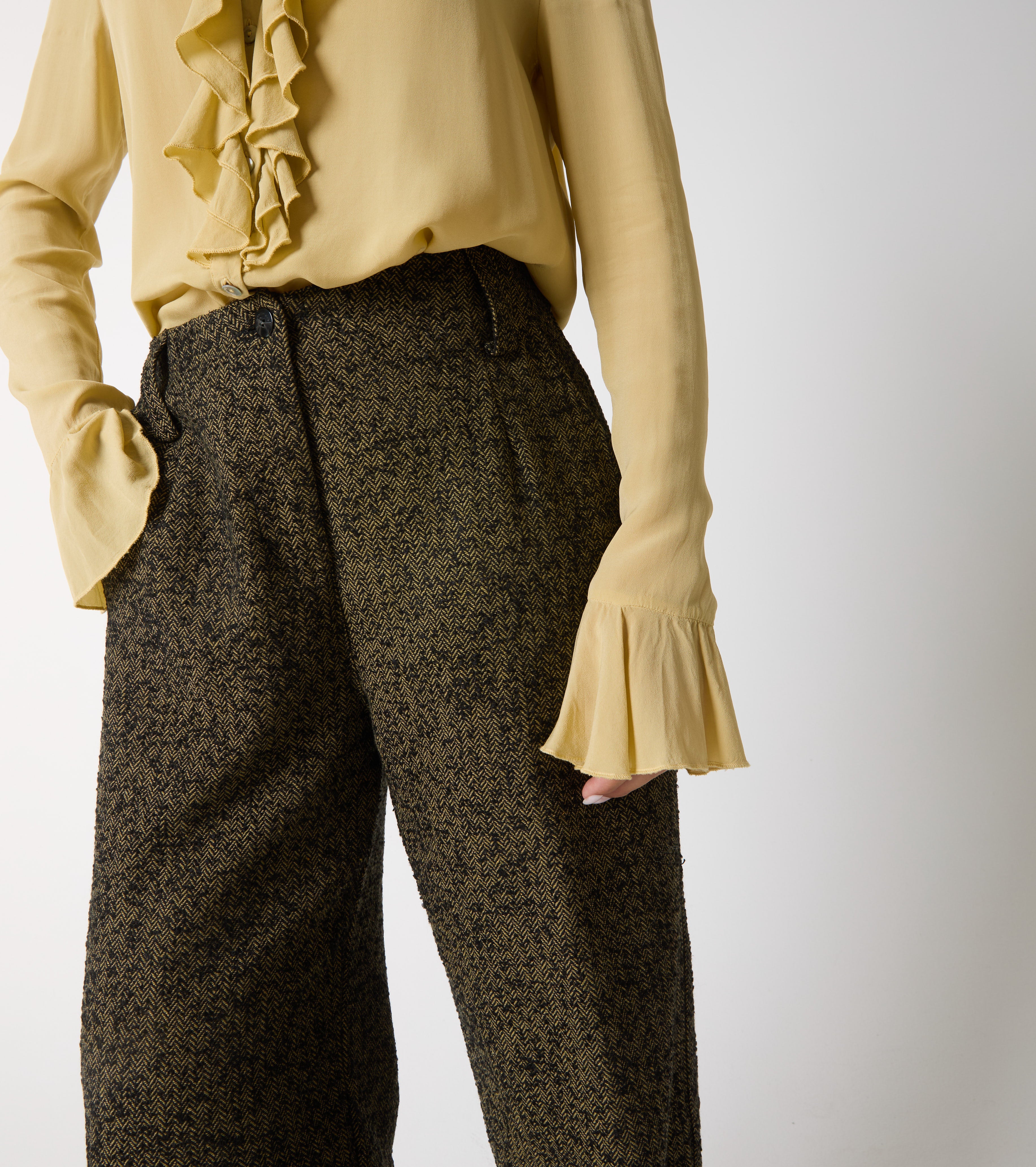 Pantaloni cropped in cotone con pinces