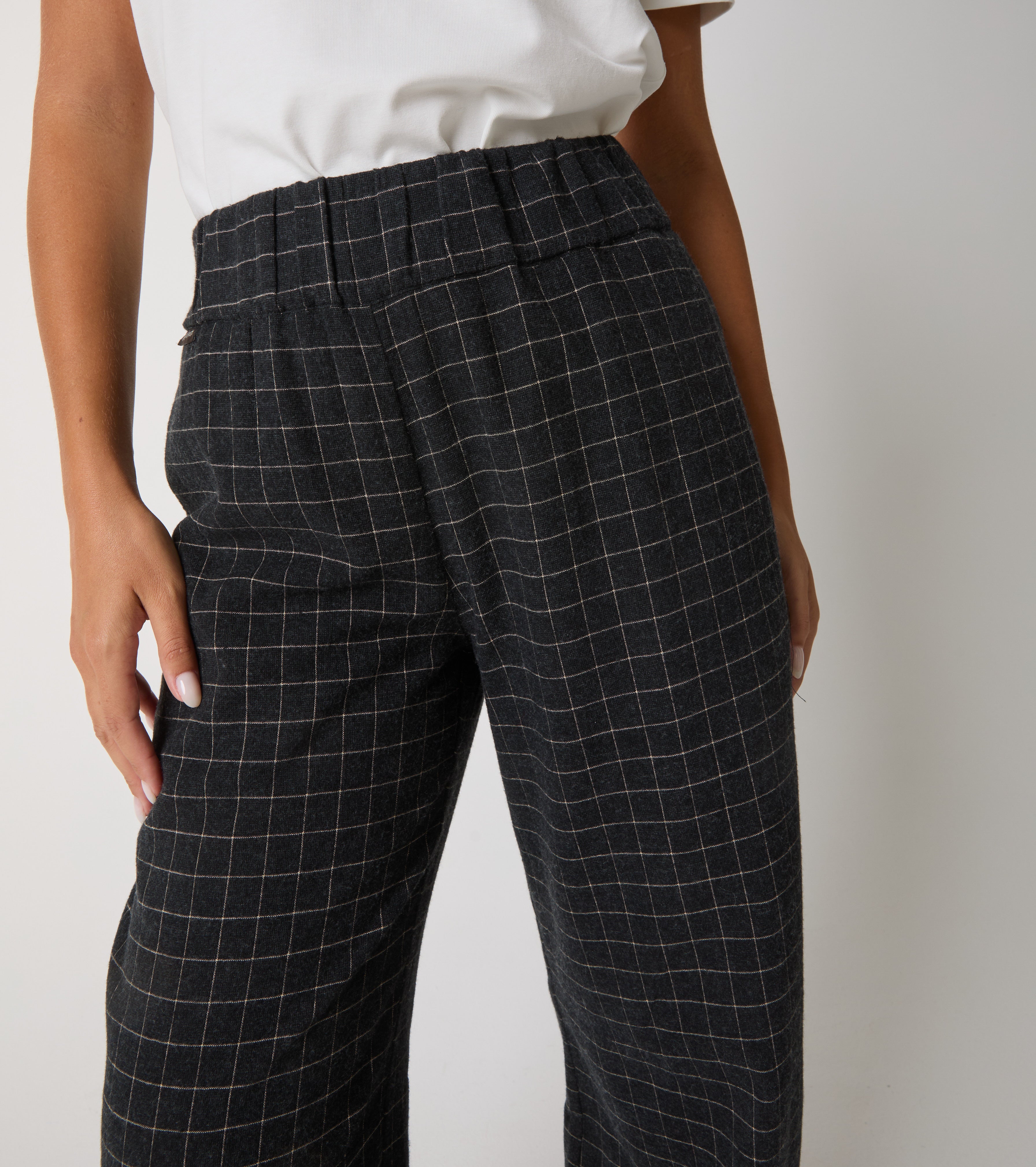 Pantaloni cropped in flanella check