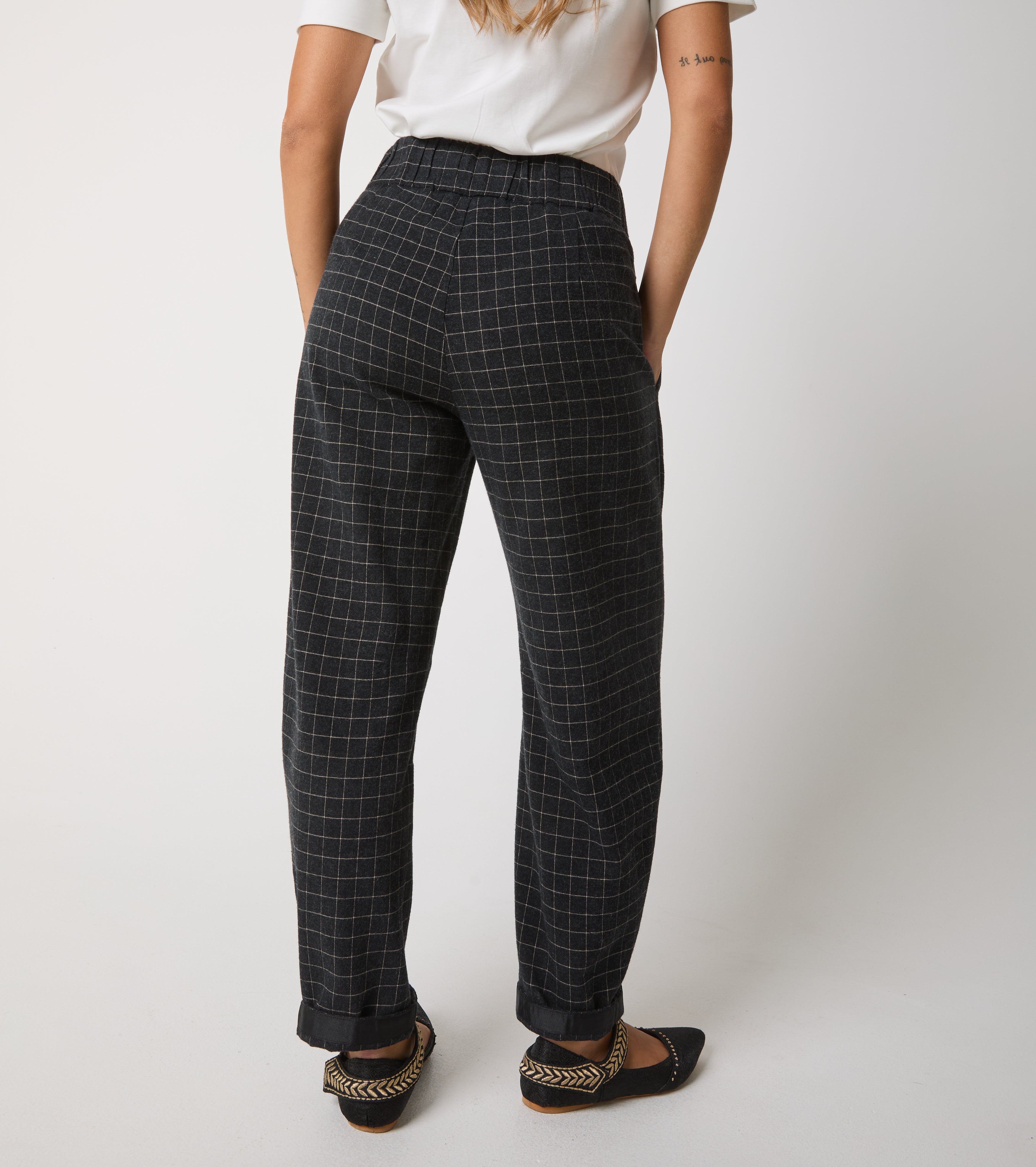 Pantaloni cropped in flanella check