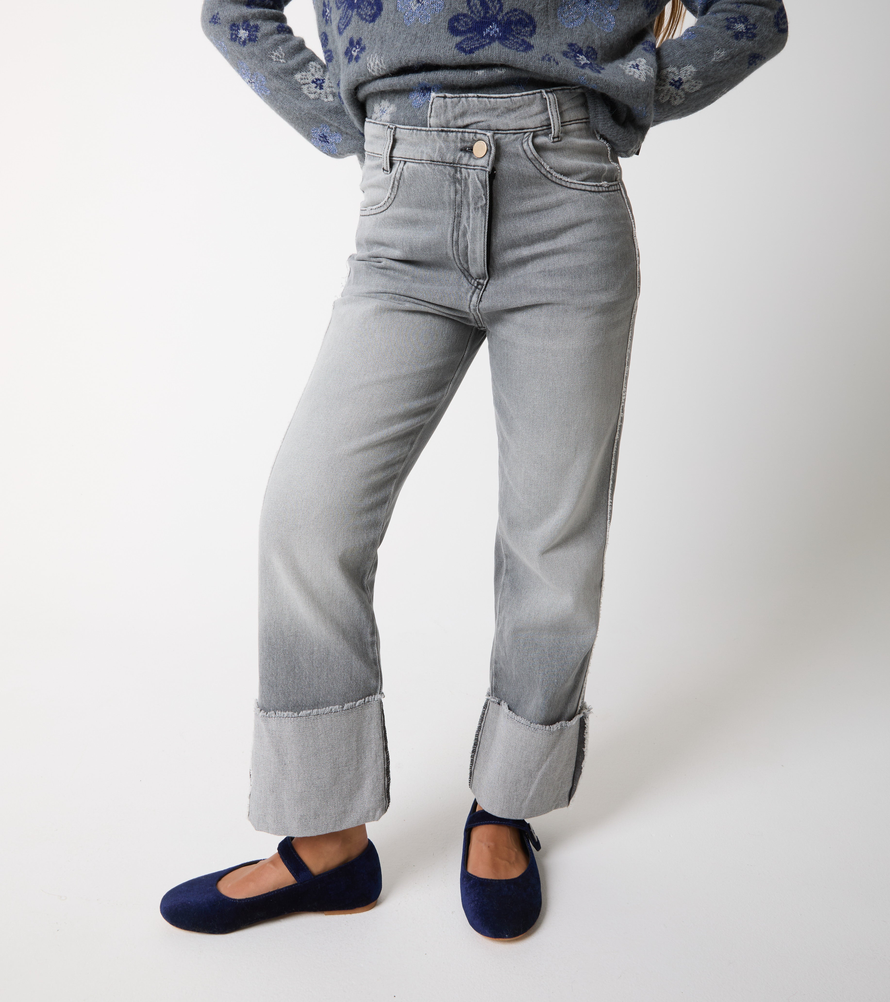 Jeans in cotone used con risvolto