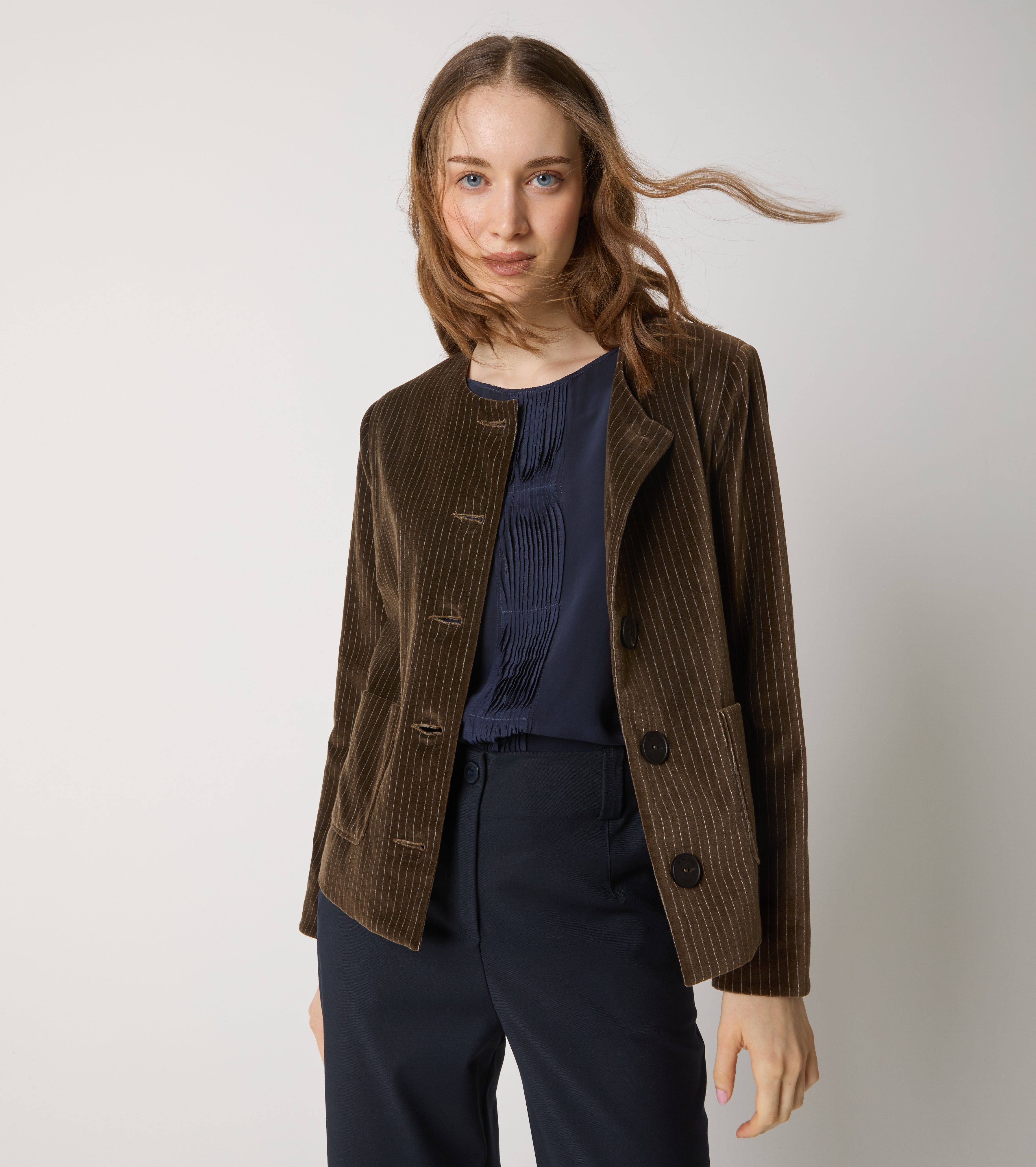 Checked cotton and wool blend jacket