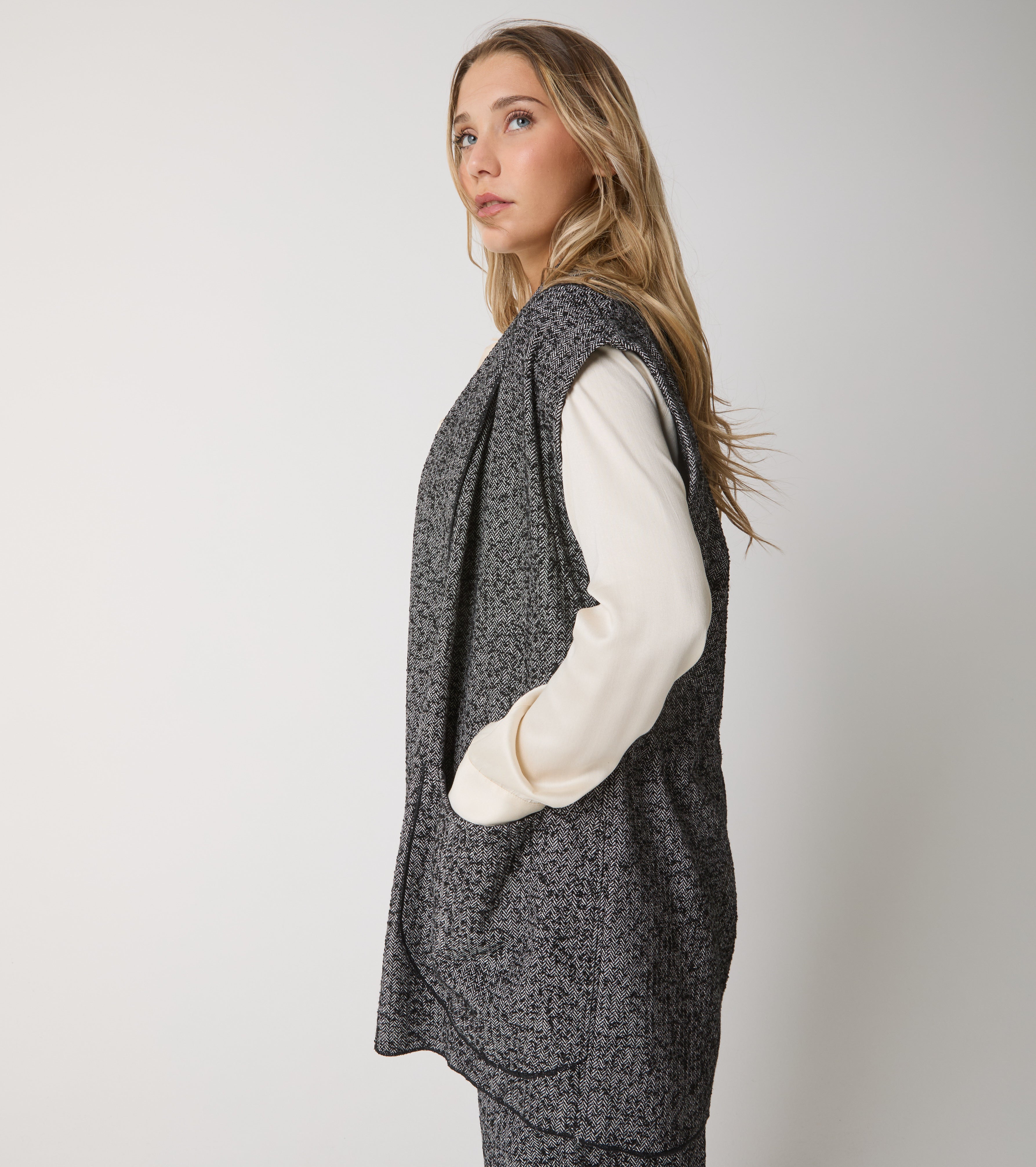 Gilet in cotone chevron con tasche