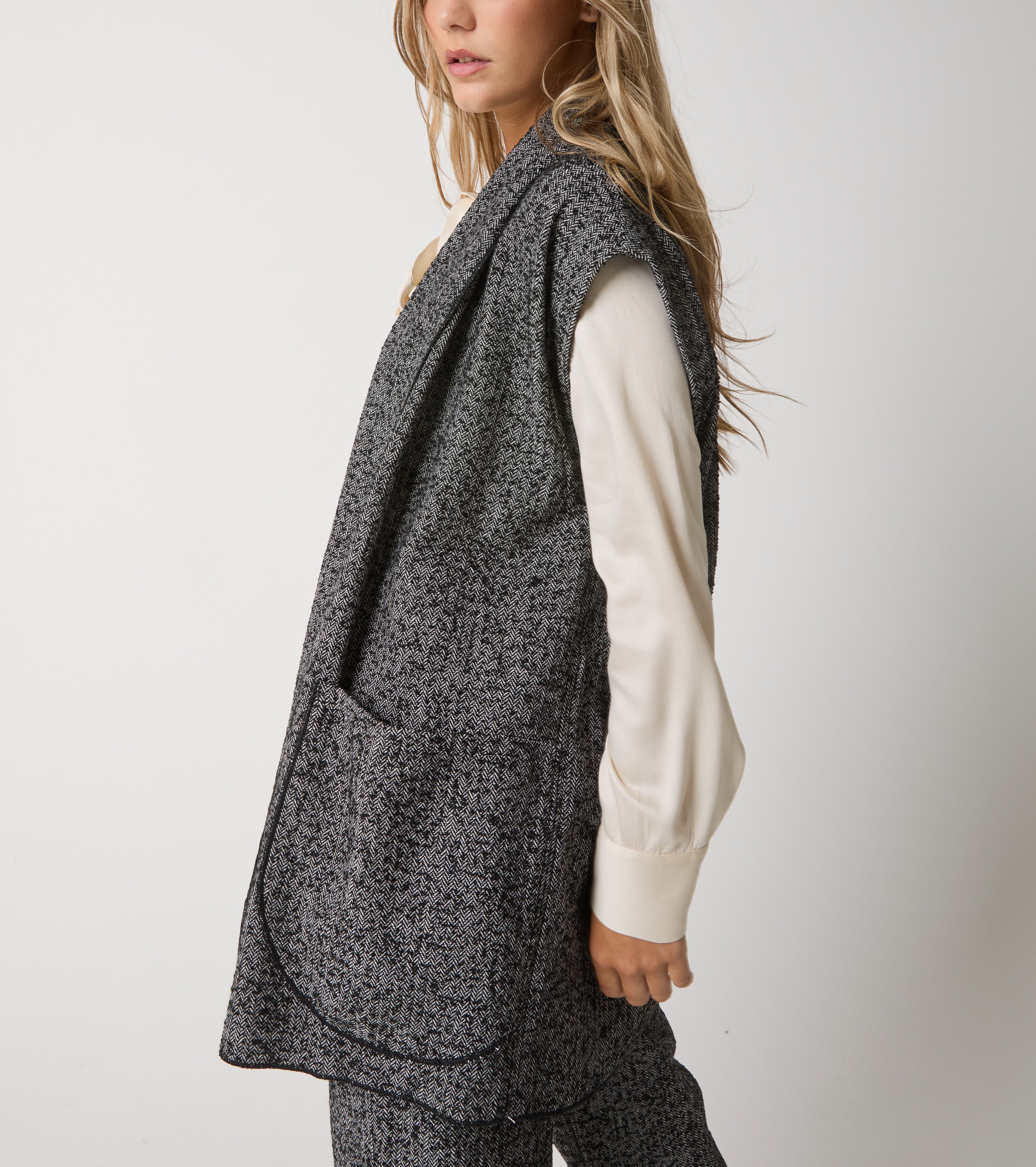 Gilet in cotone chevron con tasche