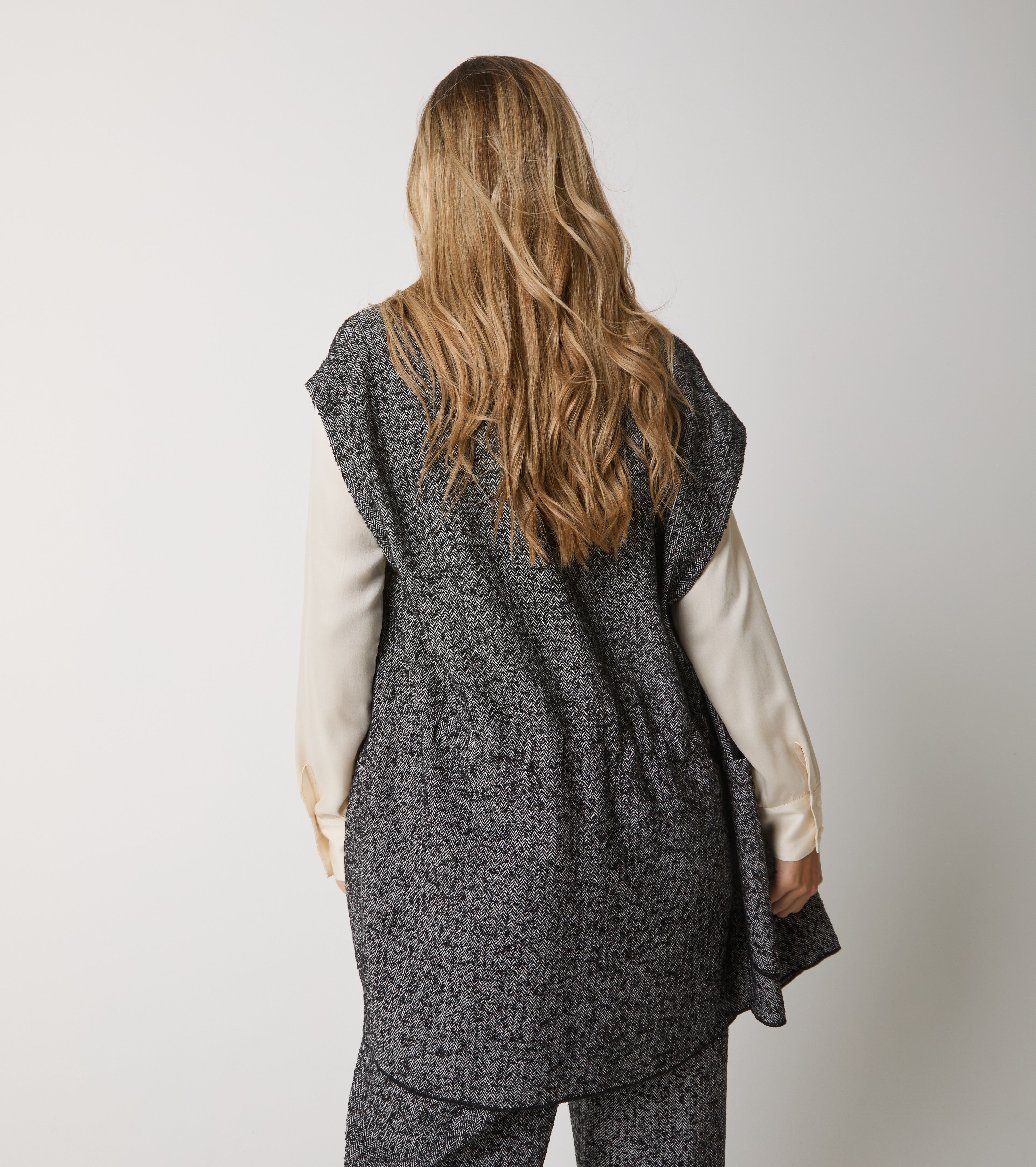 Gilet in cotone chevron con tasche