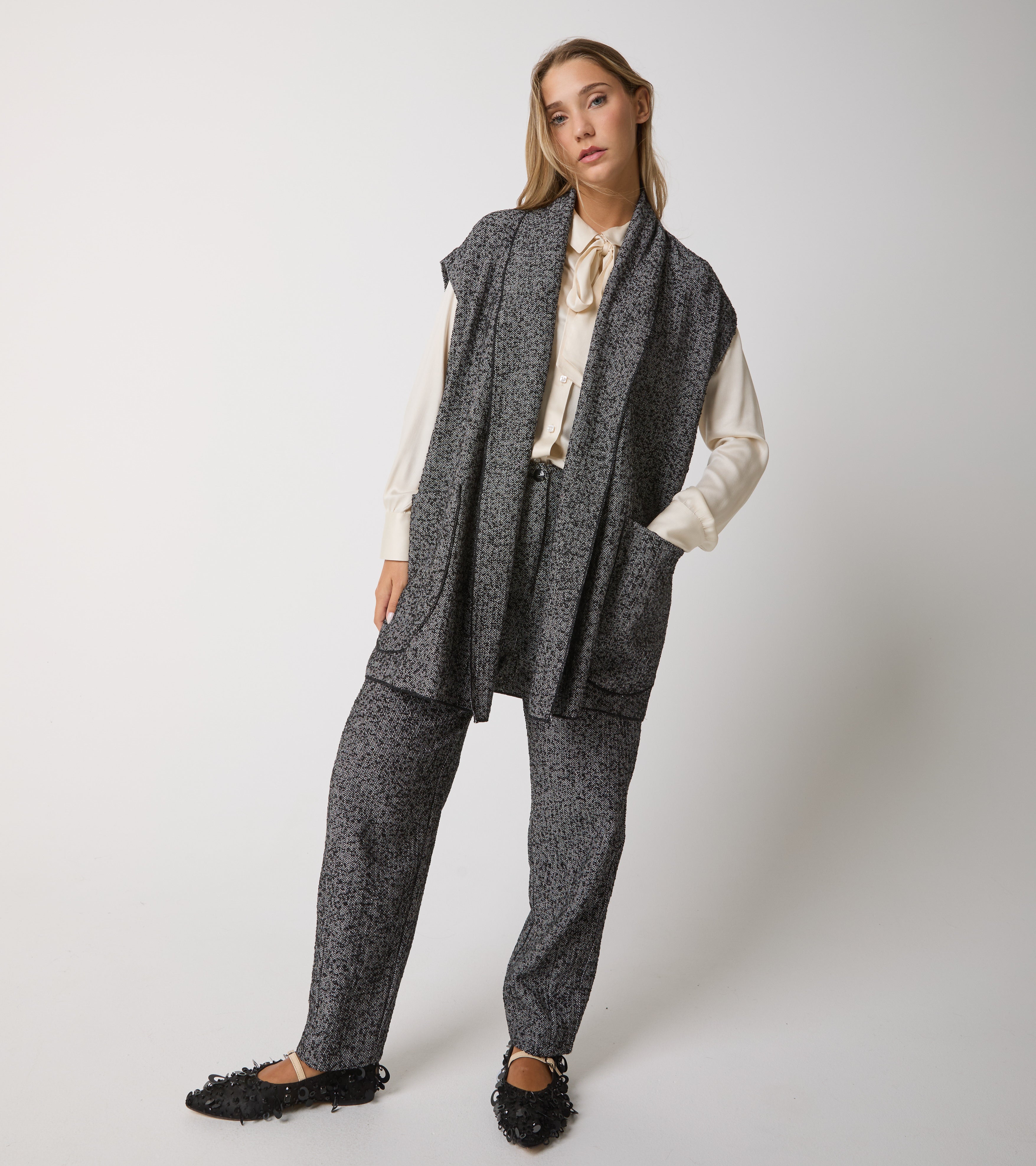 Gilet in cotone chevron con tasche
