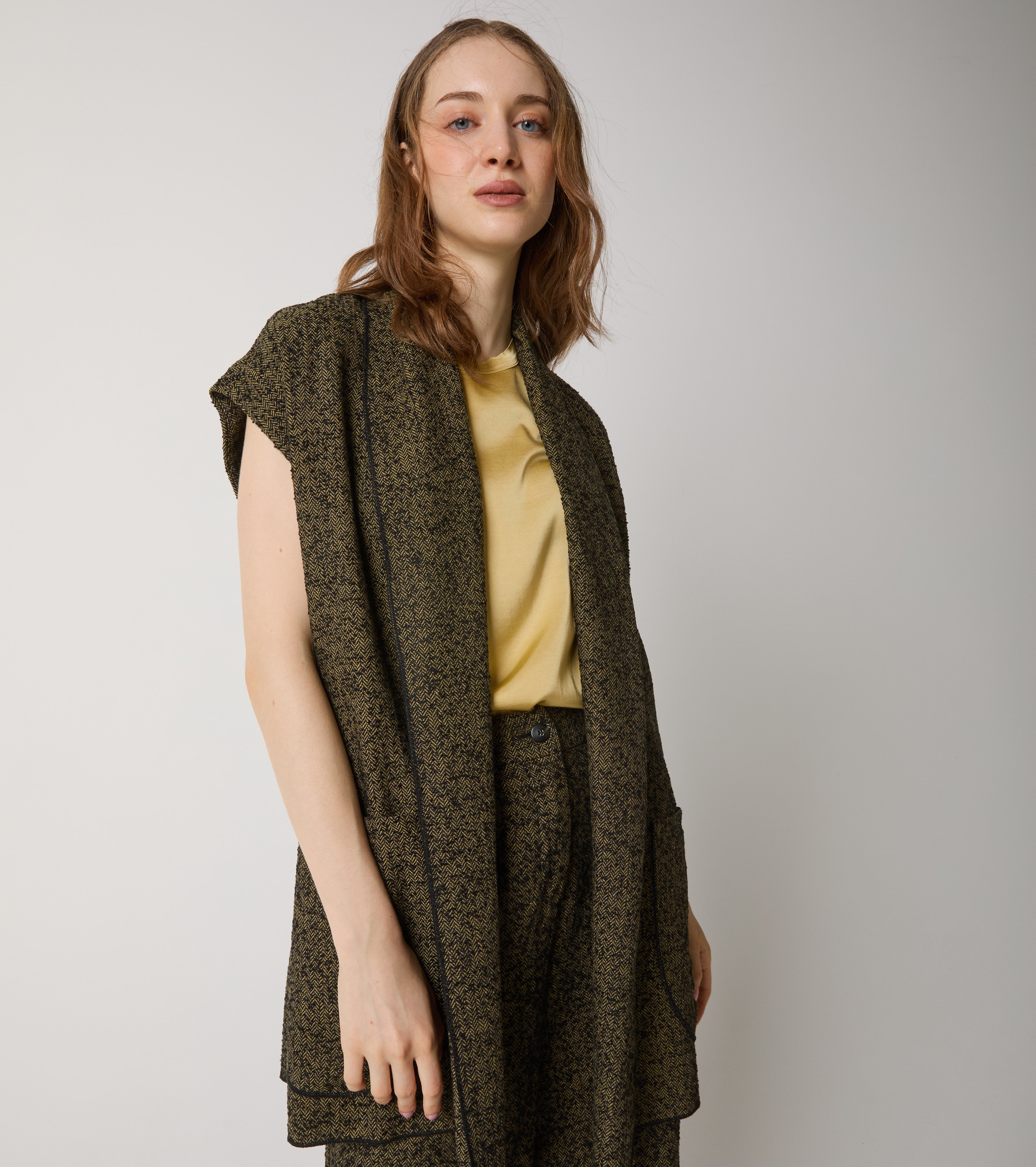Gilet in cotone chevron con tasche