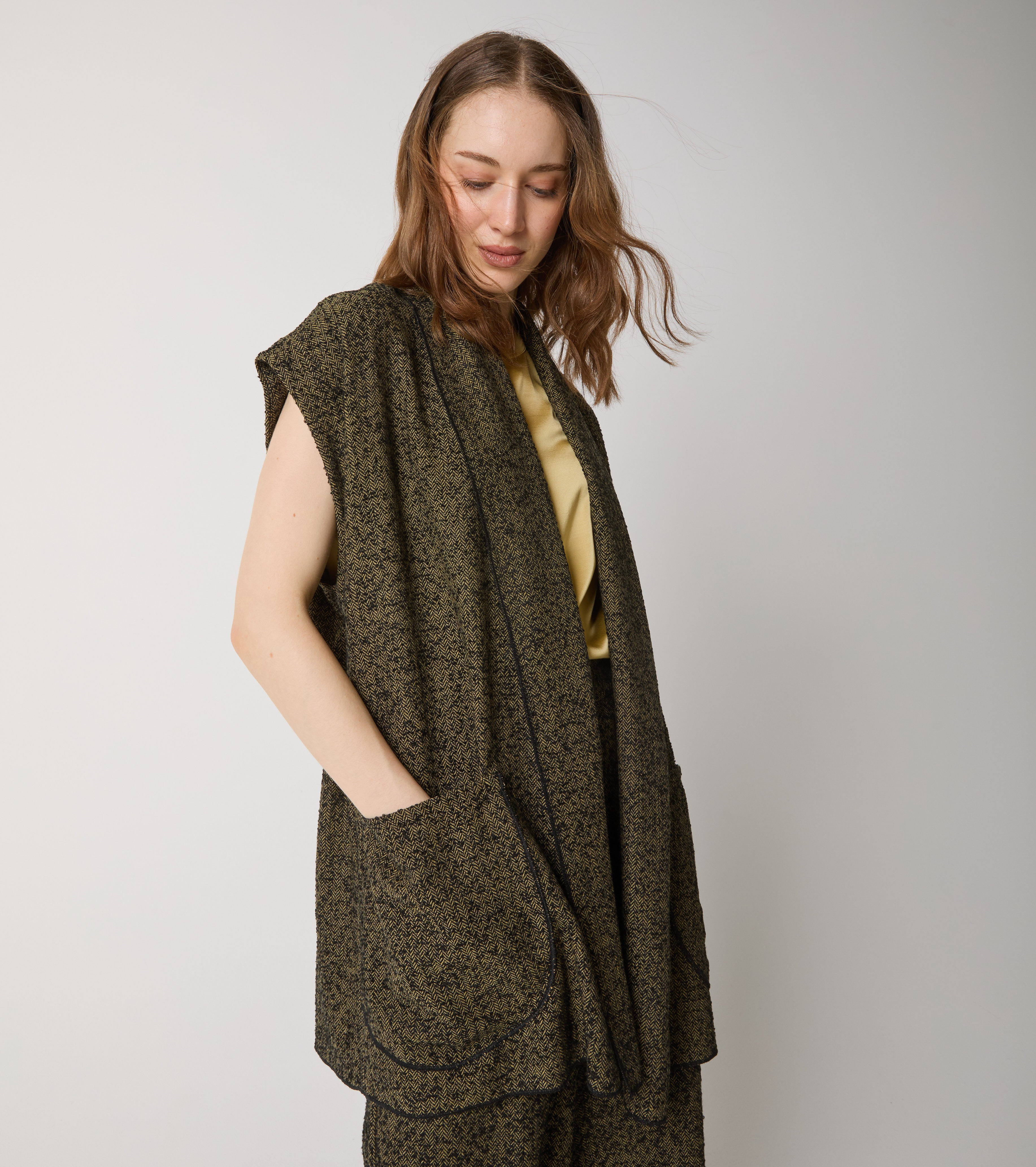 Gilet in cotone chevron con tasche