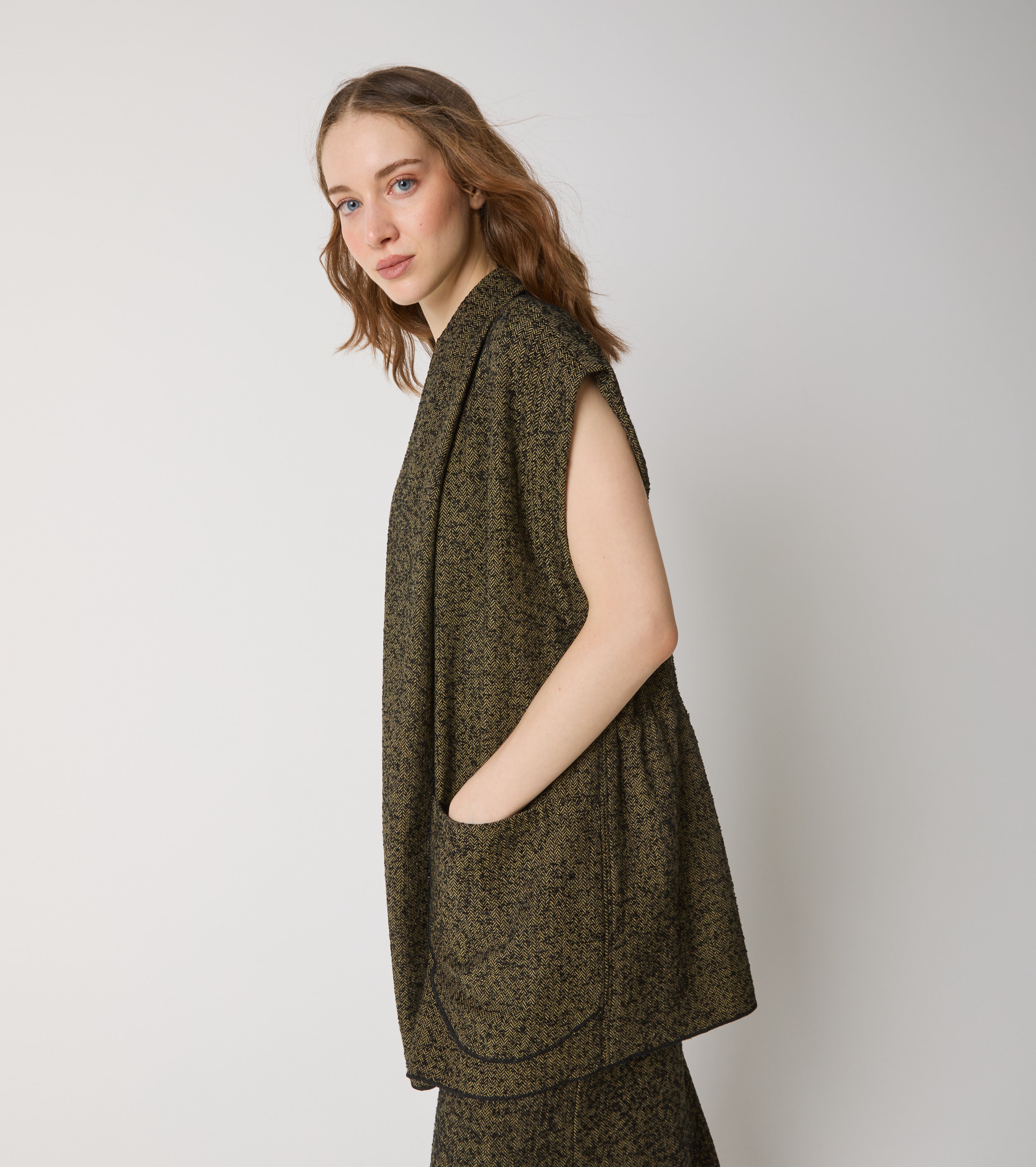 Gilet in cotone chevron con tasche