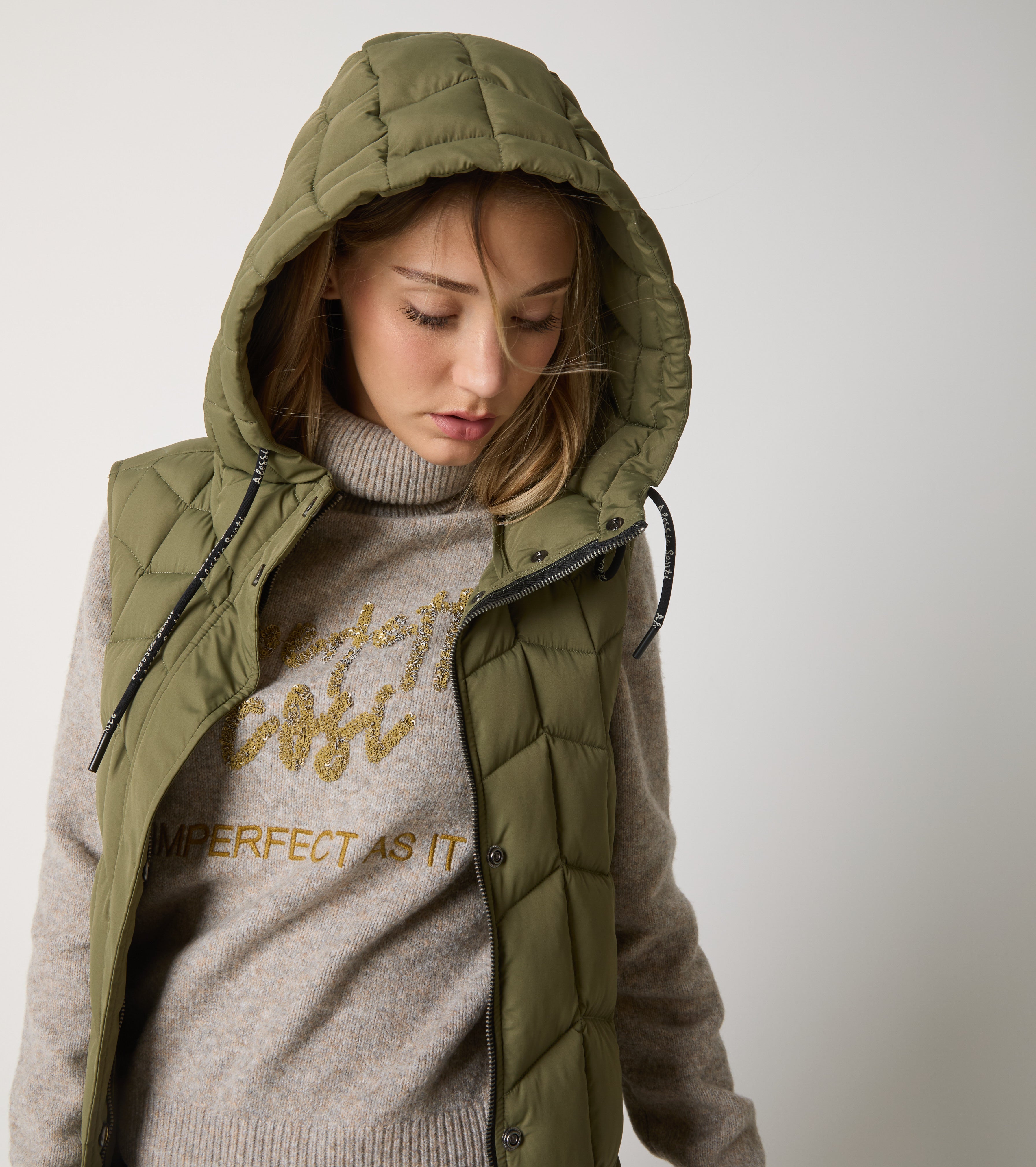 Gilet lungo in nylon trapuntato