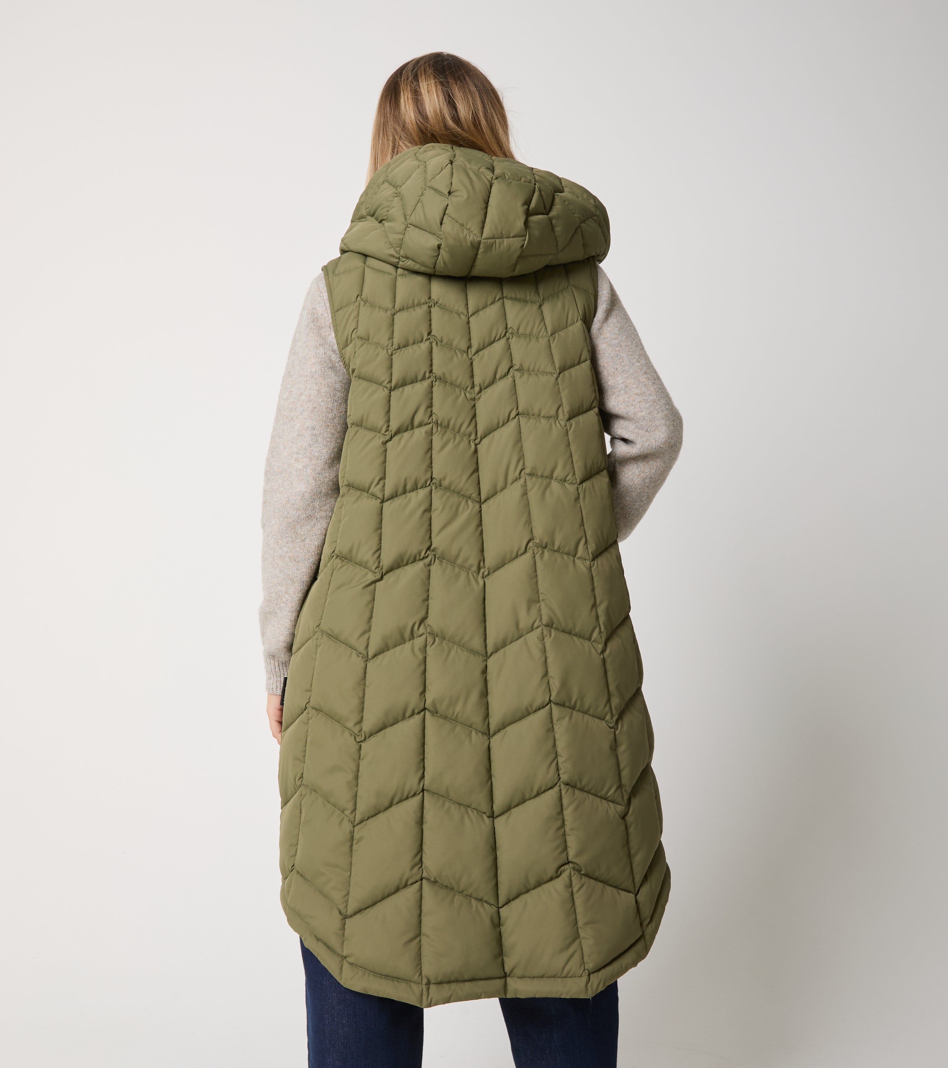 Gilet lungo in nylon trapuntato
