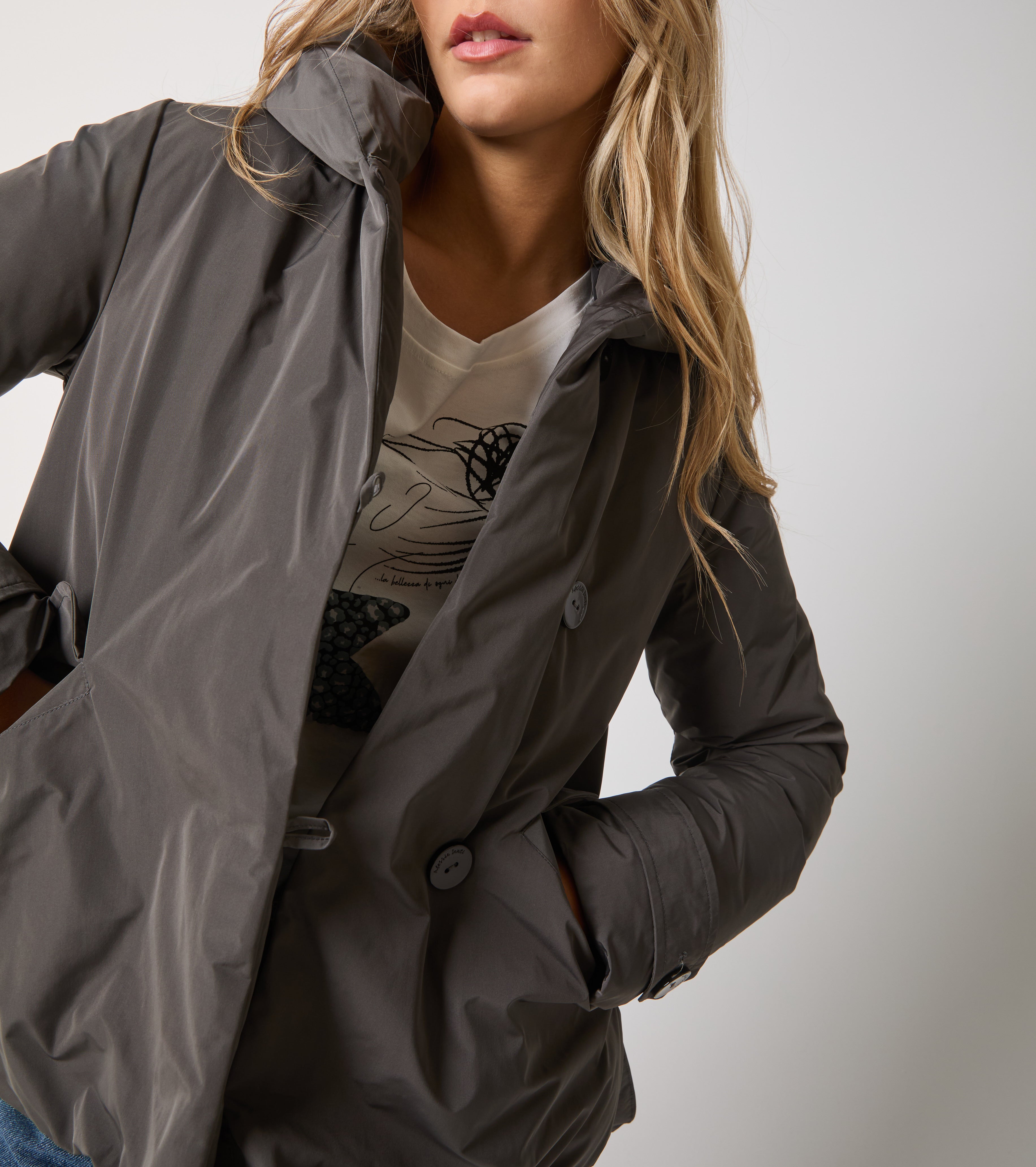 Nylon down jacket with hood