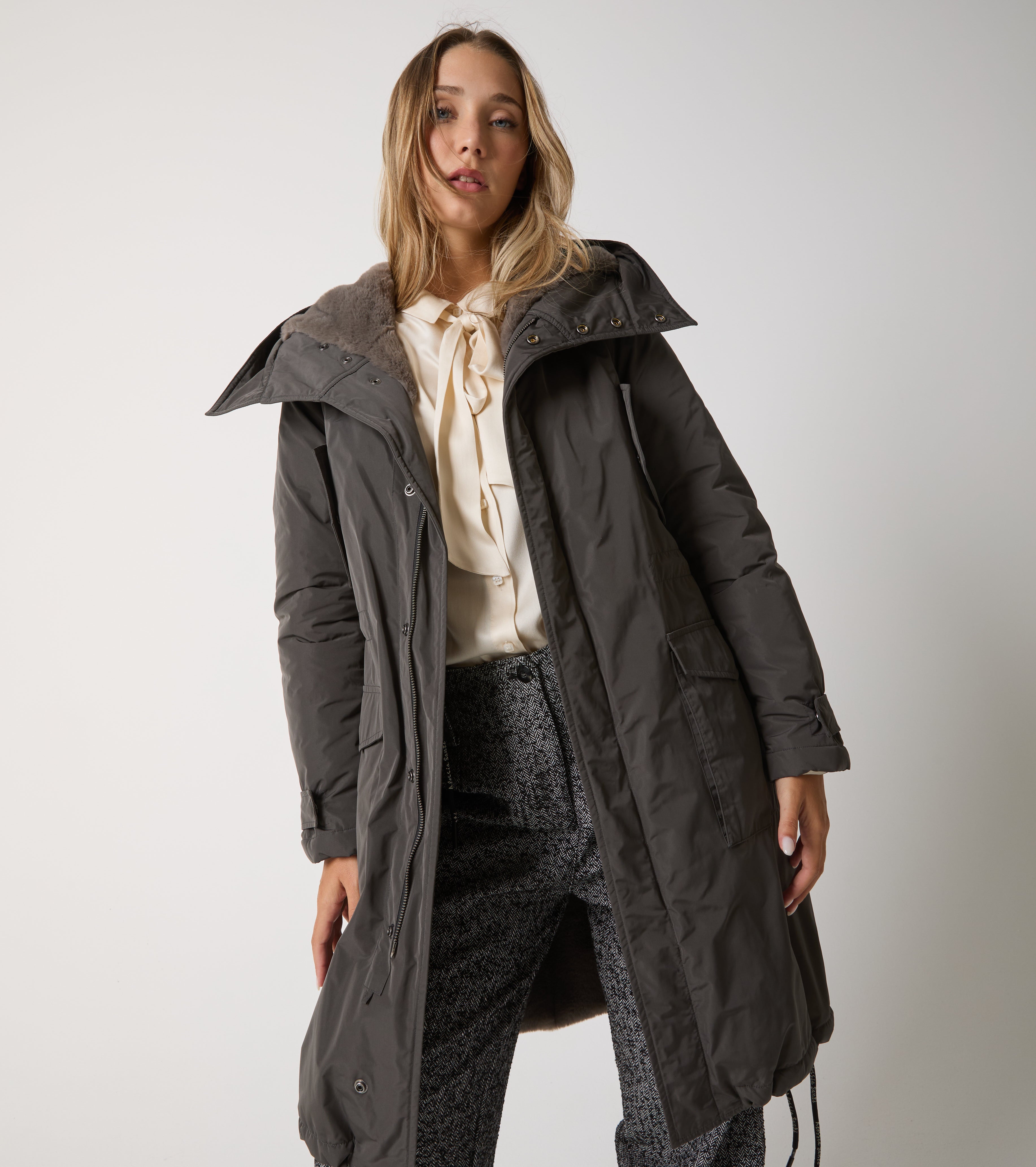 Nylon parka with hood